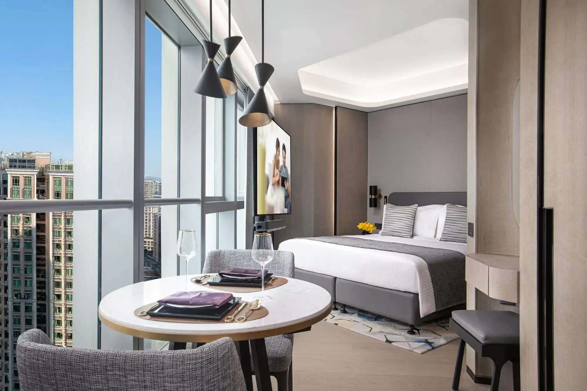 Photo of the whole room, Bed in Ascott ICC Guangzhou