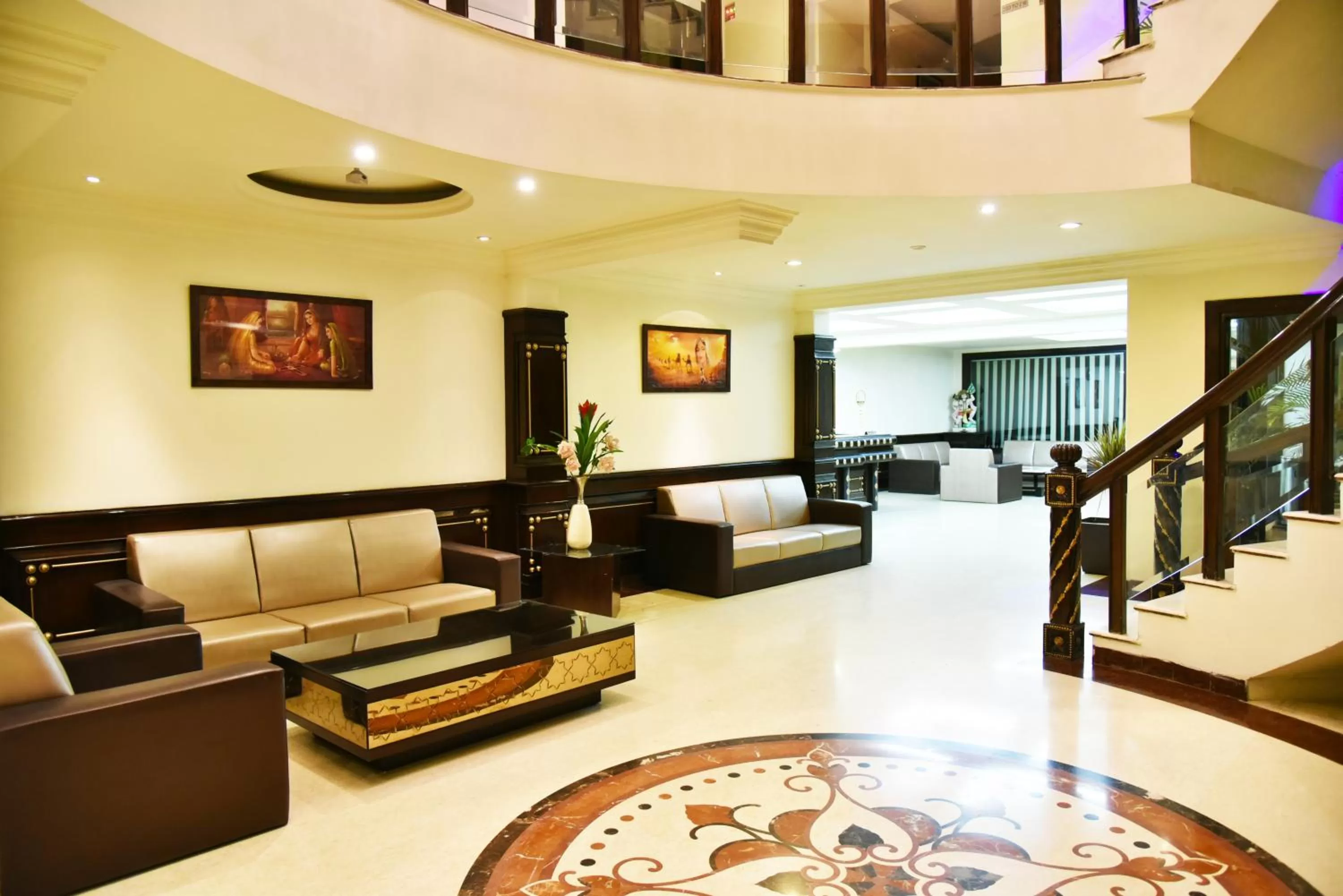 Lobby or reception in Indraprastha Resort - Centrally Heated Rooms, with Gym, Games & Spa