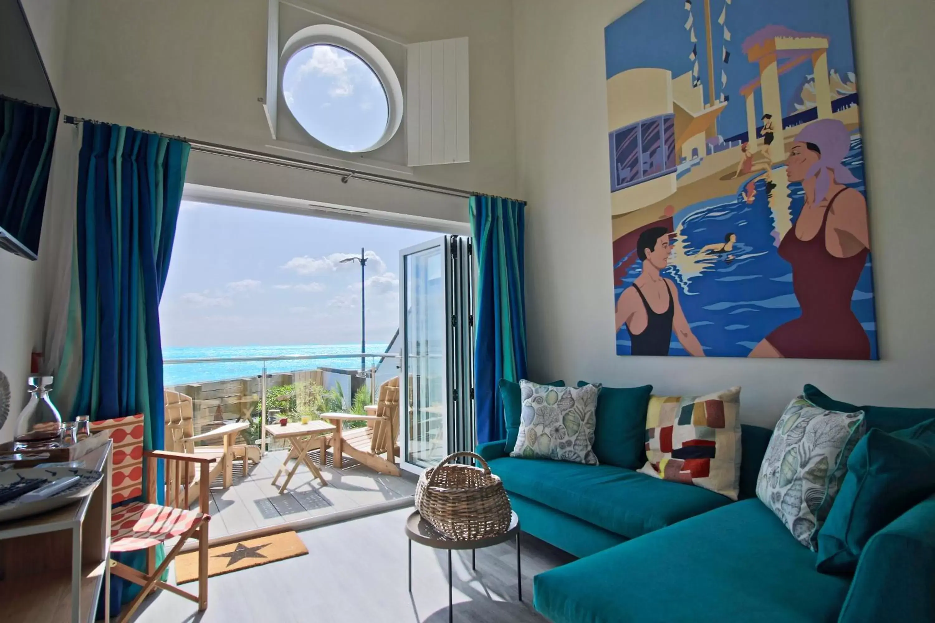 Living room in Beach Hut Suites