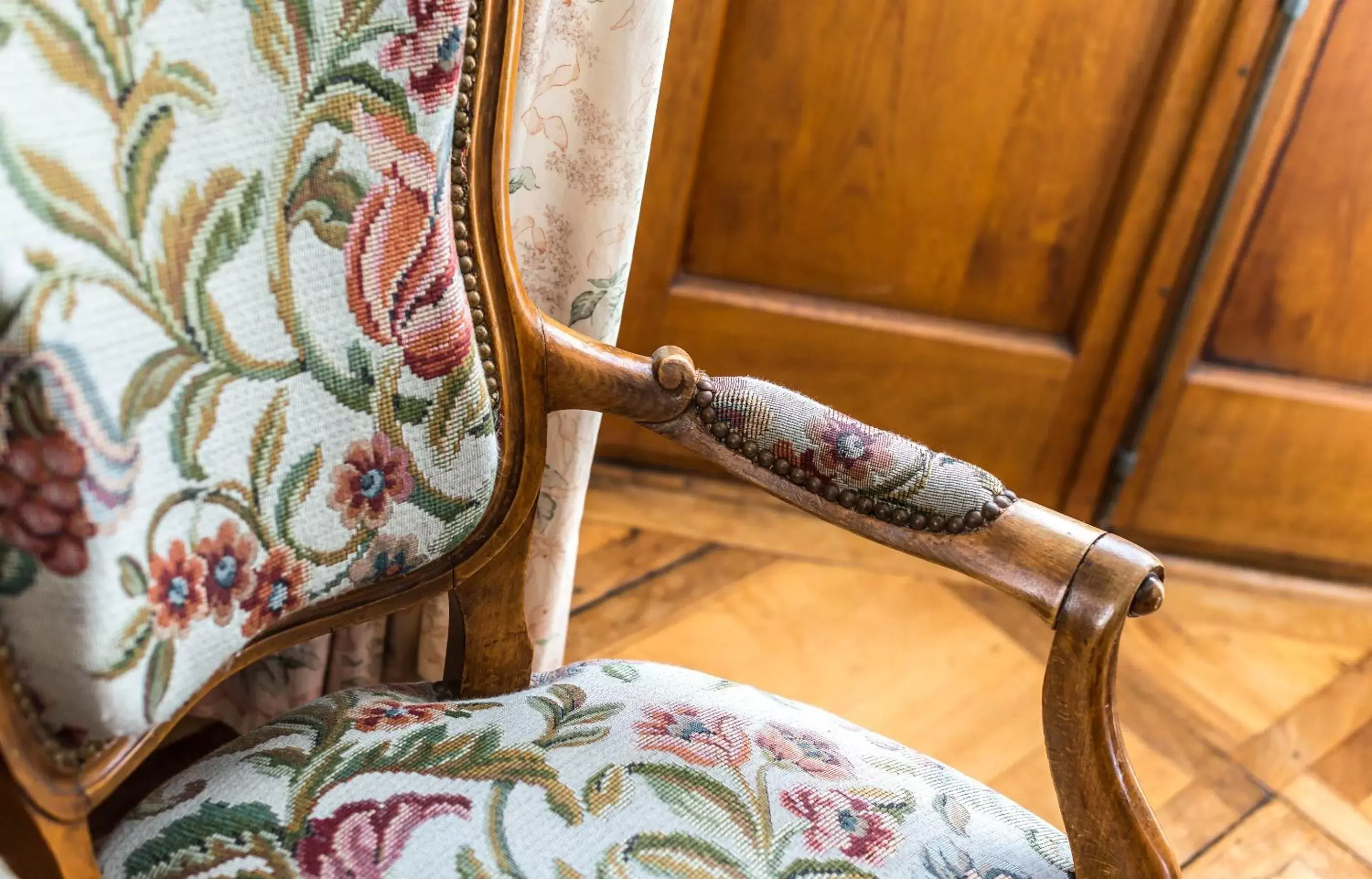 Decorative detail, Bed in Swiss Historic Hotel Masson