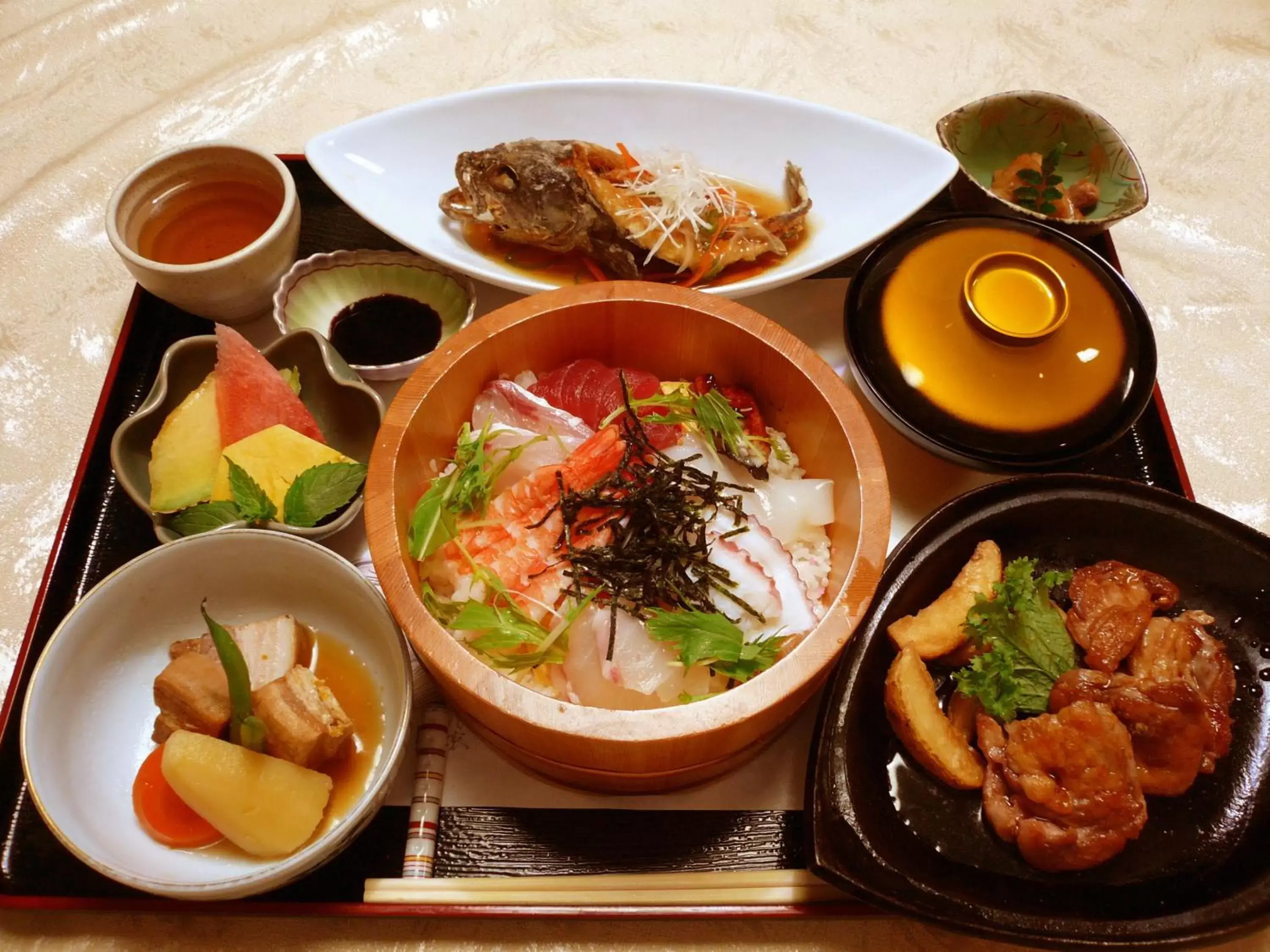 Food, Lunch and Dinner in Hotel Sunroute Matsuyama