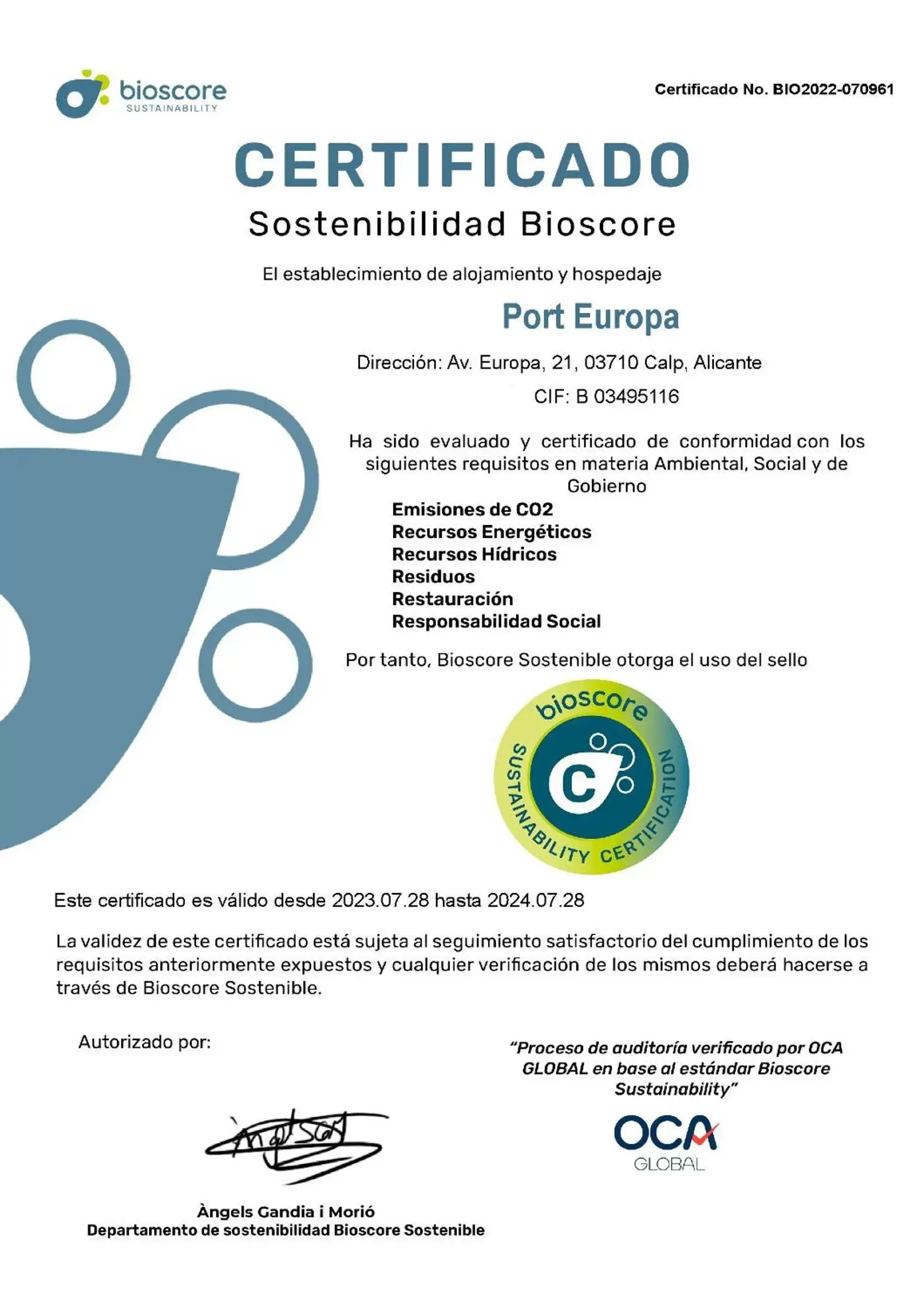 Certificate/Award in Port Europa