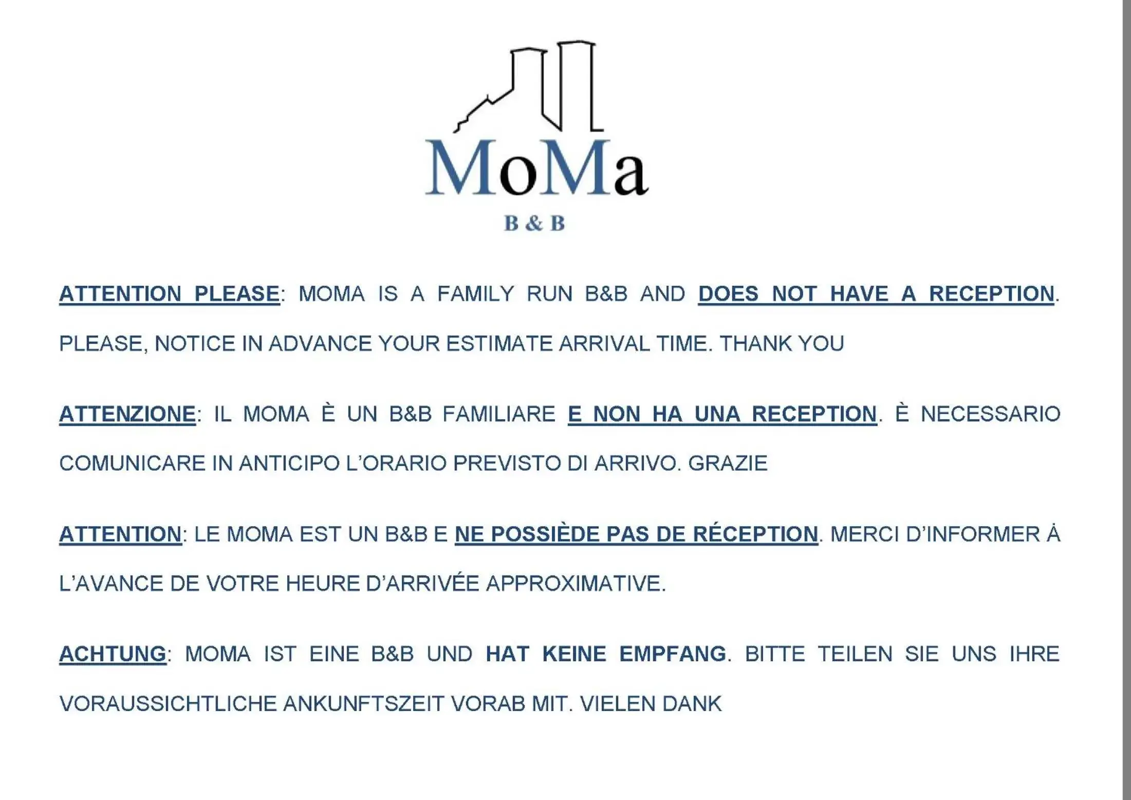 Text overlay in MoMa B&B Molfetta Mare