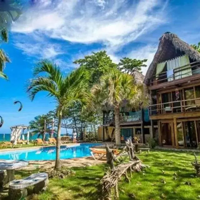 Property building, Swimming Pool in Cabarete Maravilla Eco Lodge Boutique Beach Surf & Kite