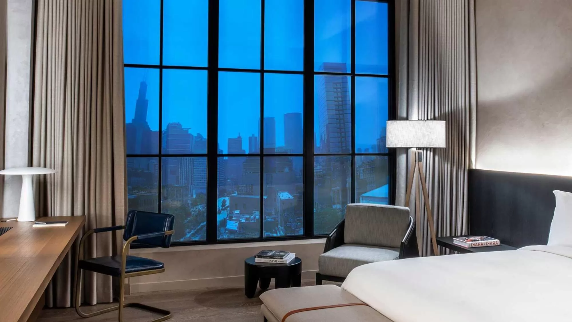 View (from property/room), Bed in Nobu Hotel Chicago