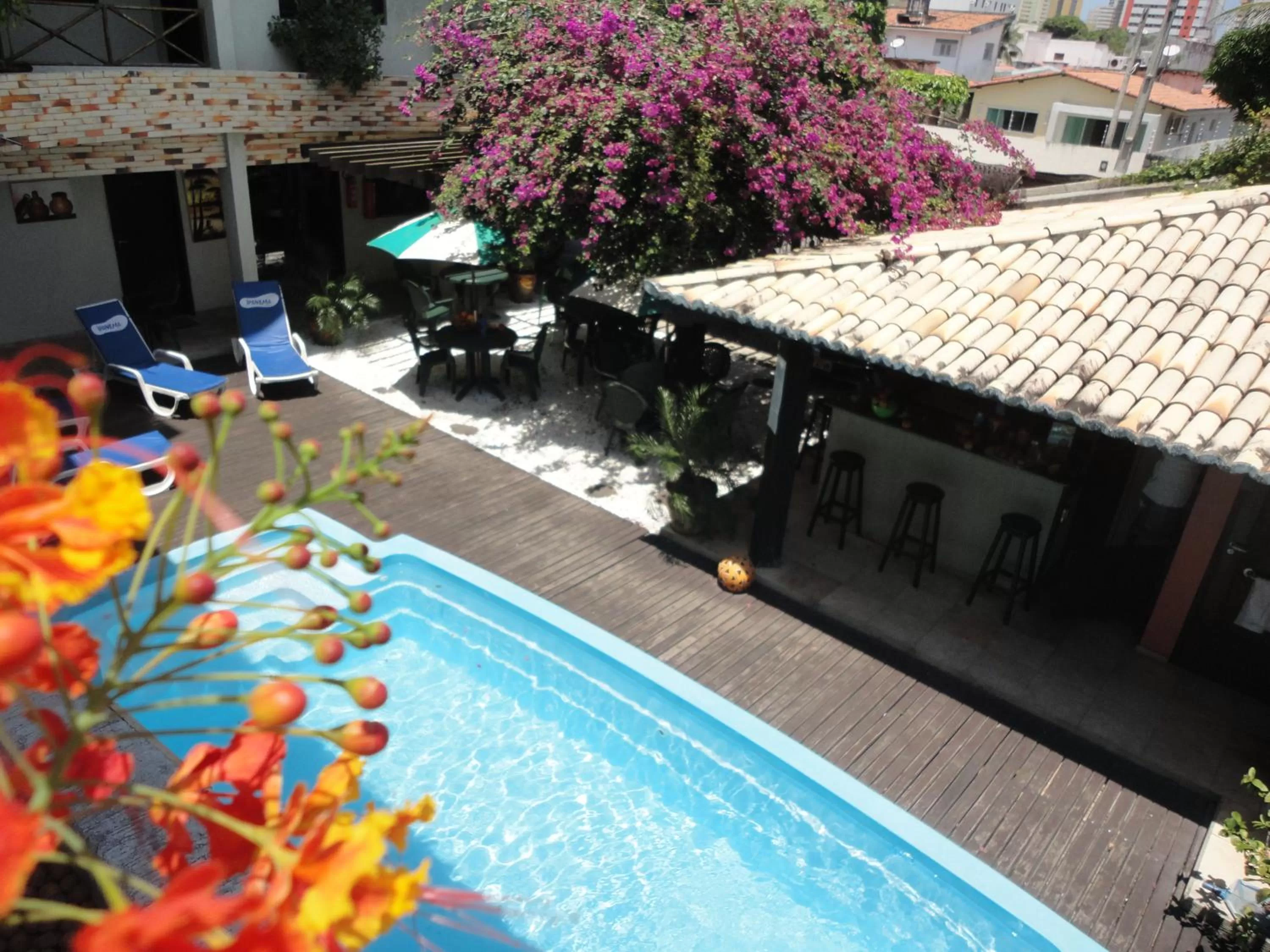 Pool view in Pousada Beija Flor