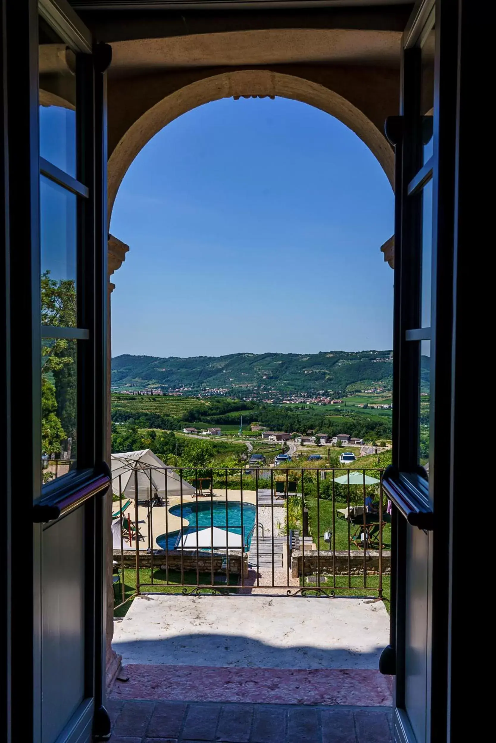 Balcony/Terrace, Pool View in Villa Balis Crema Verona Hills