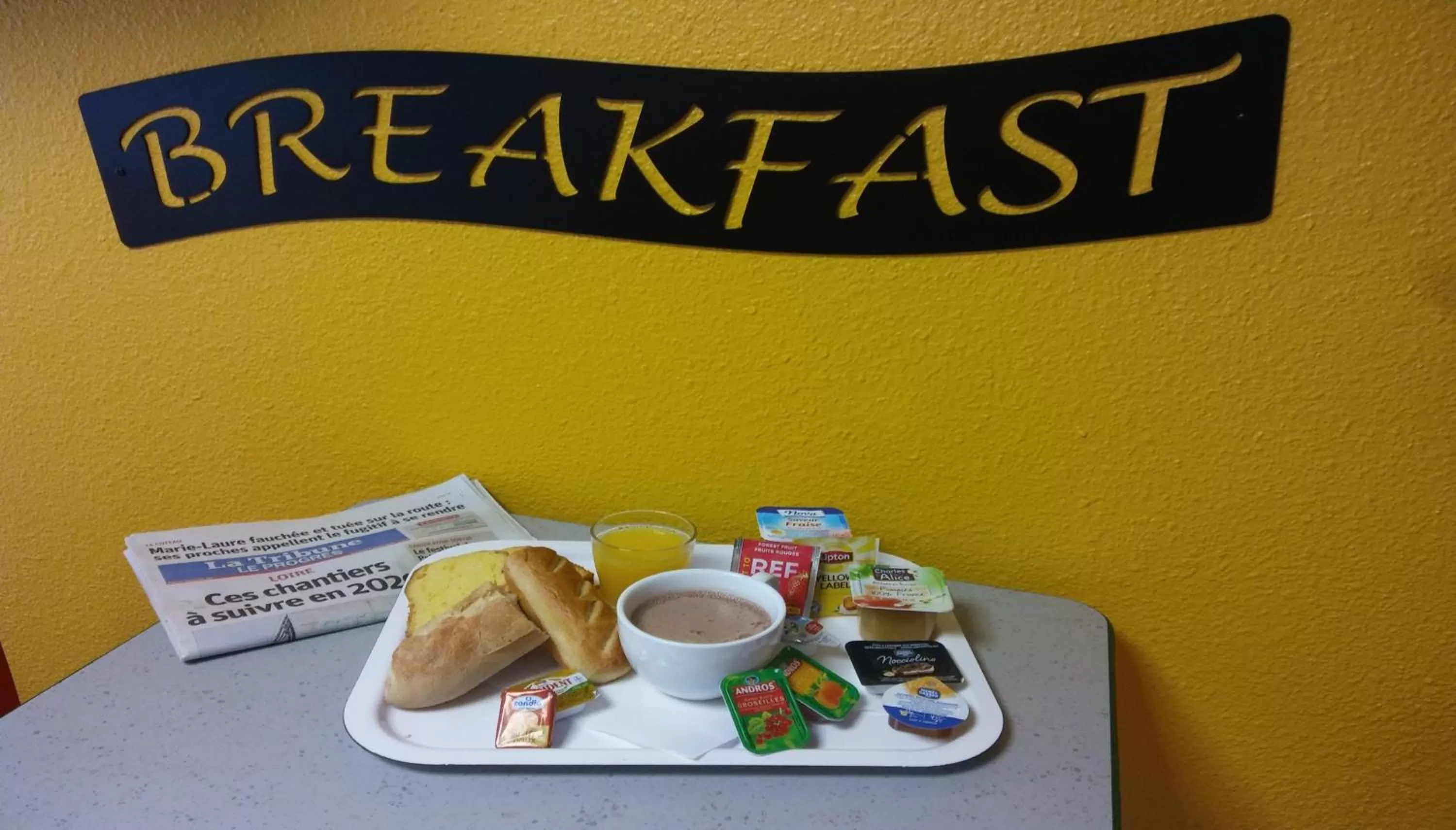Continental breakfast in Premiere Classe Roanne Perreux