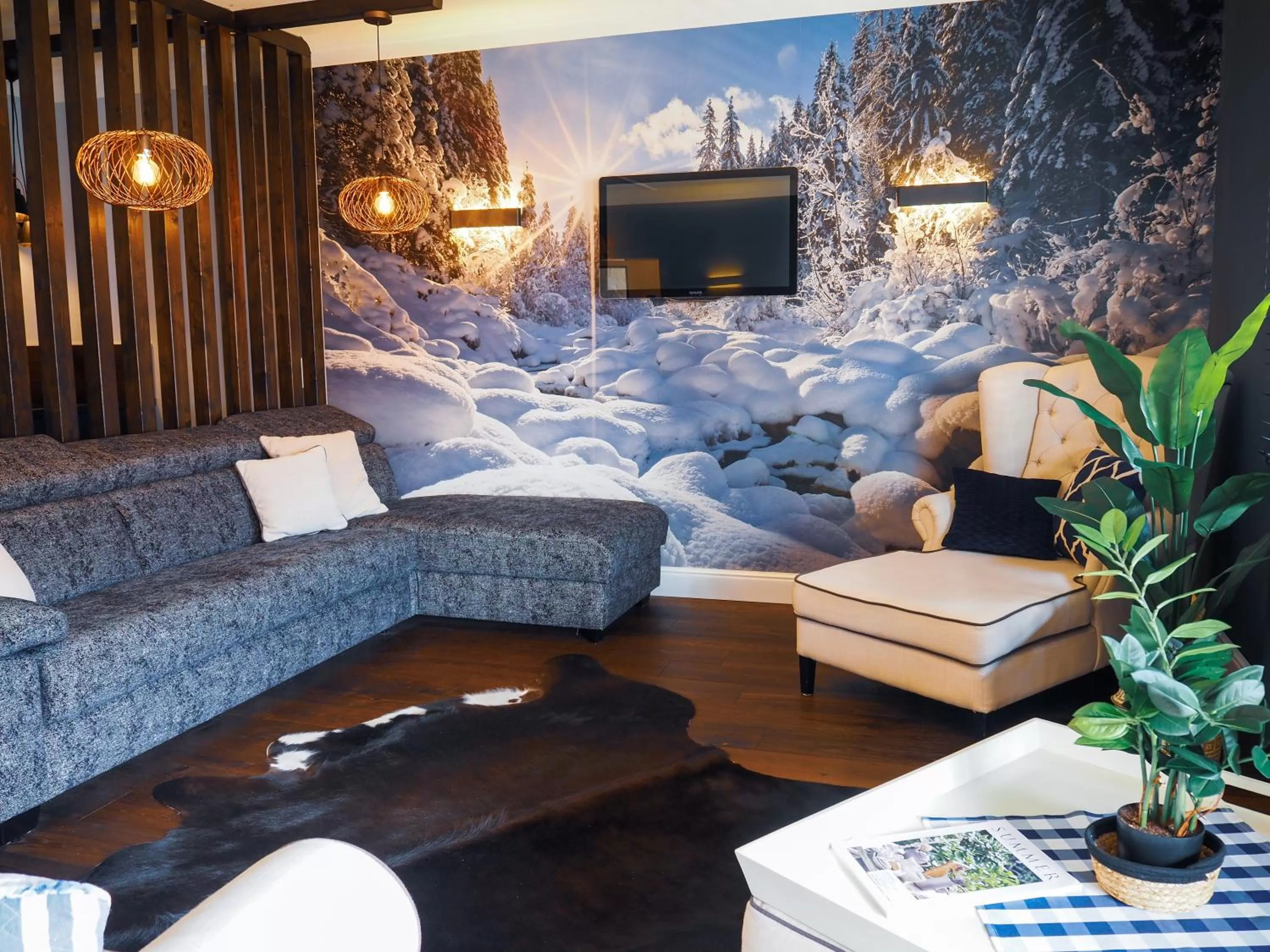 Living room, Seating Area in Sauna & Whirlpool - ALPENLIEBE APARTments