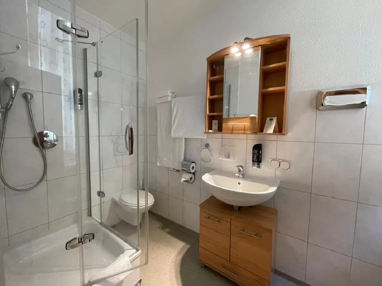 Shower, Bathroom in Hotel am Kochbrunnen
