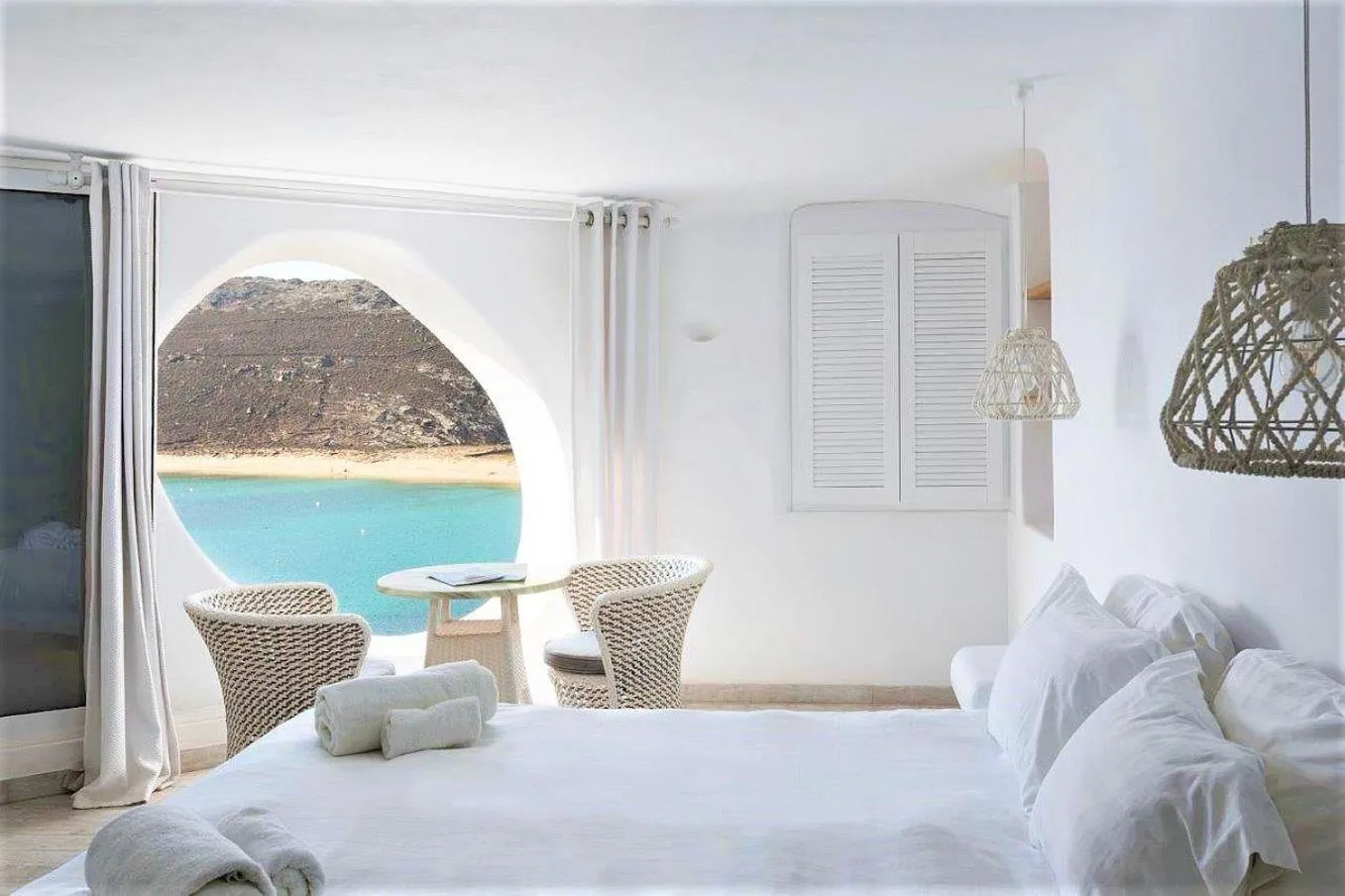 Sea view, Bed in Panormos Village Hotel