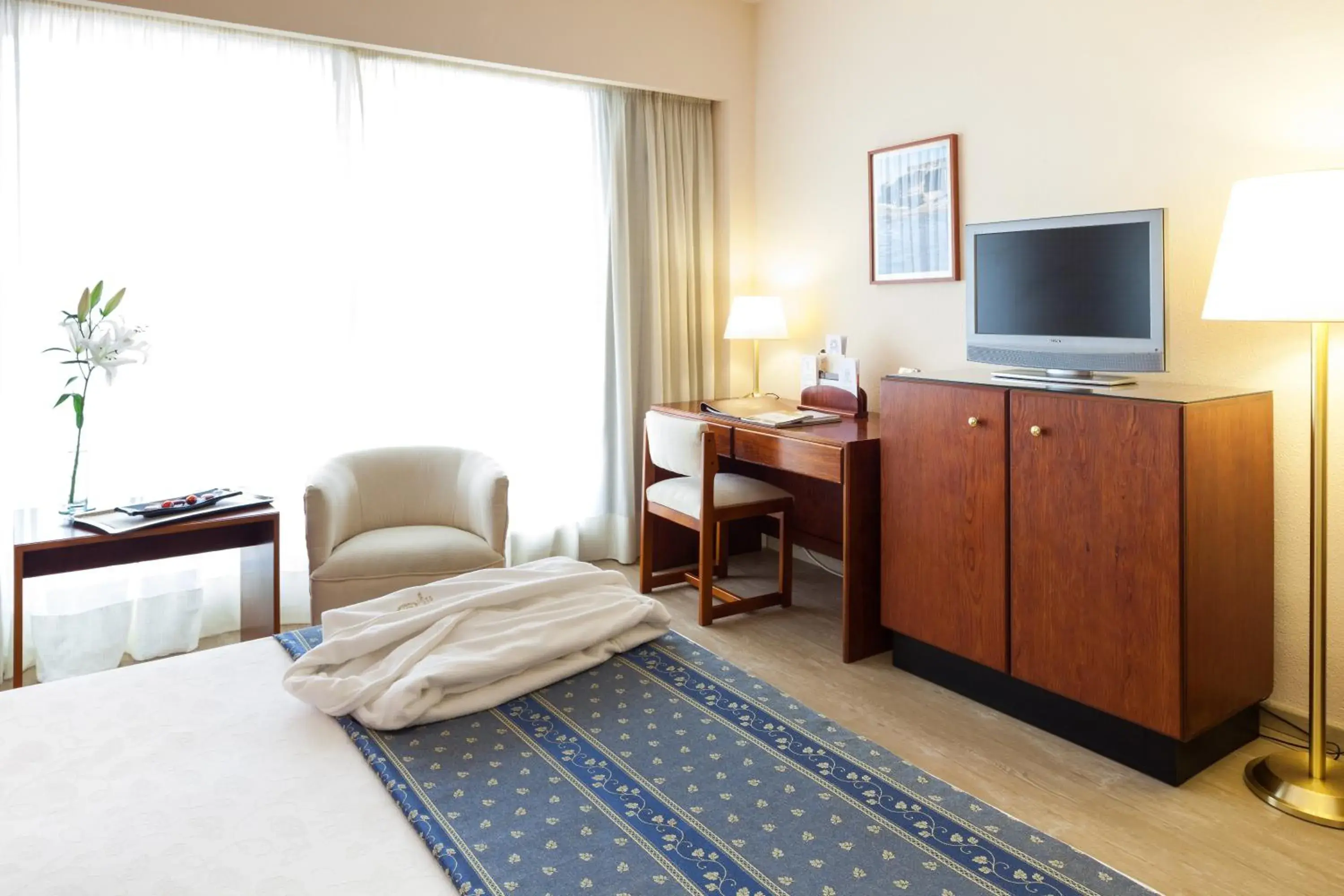 Bed, TV/Entertainment Center in Royal Plaza
