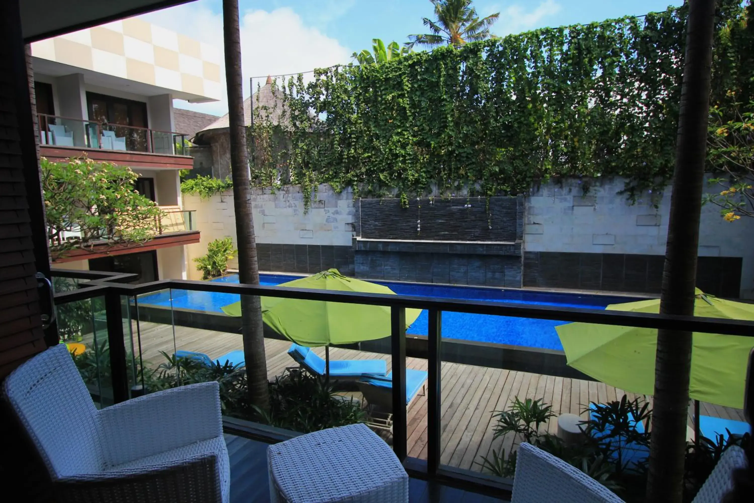 Balcony/Terrace, Pool View in Dekuta