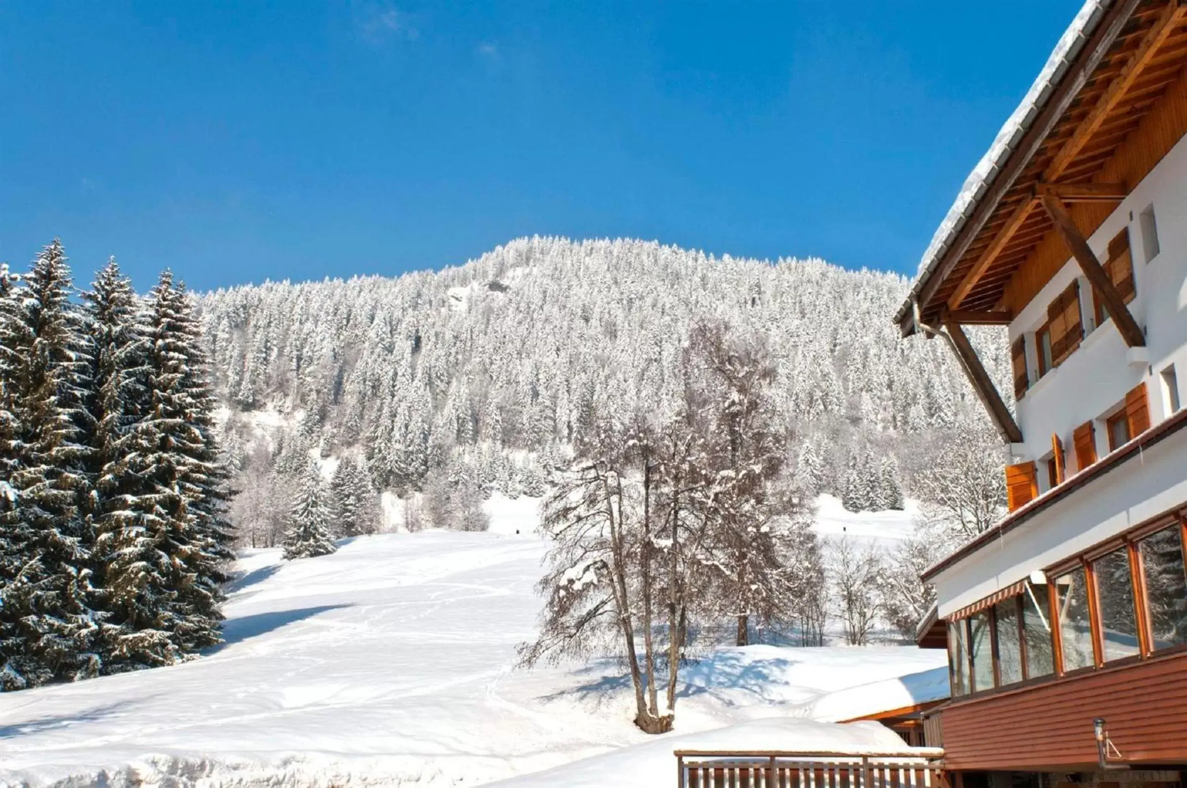 Property building, Winter in Hôtel Vacances Bleues Les Chalets du Prariand