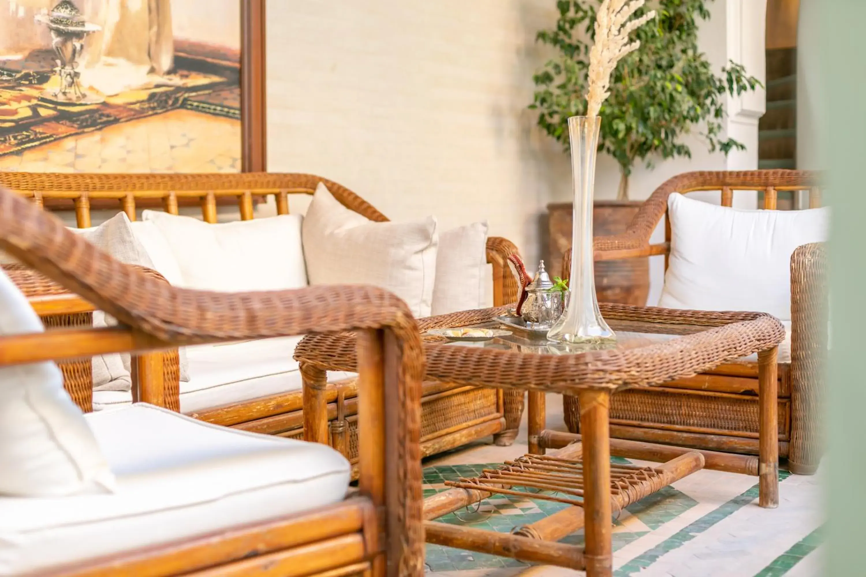 Living room in Riad Les Trois Palmiers El Bacha