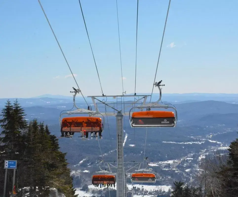 Skiing, Winter in Jackson Gore Village on Okemo Mountain