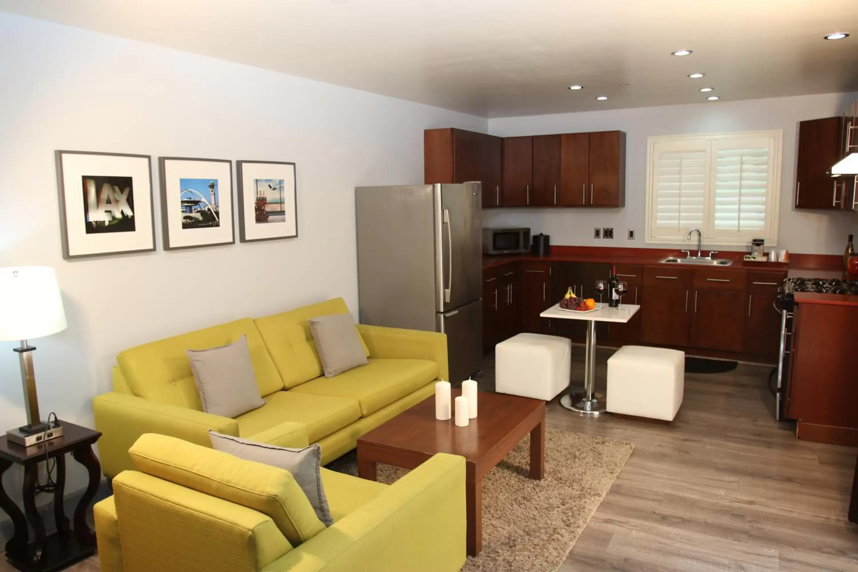 Living room, Kitchen/Kitchenette in BLVD Hotel & Studios- Walking Distance to Universal Studios Hollywood