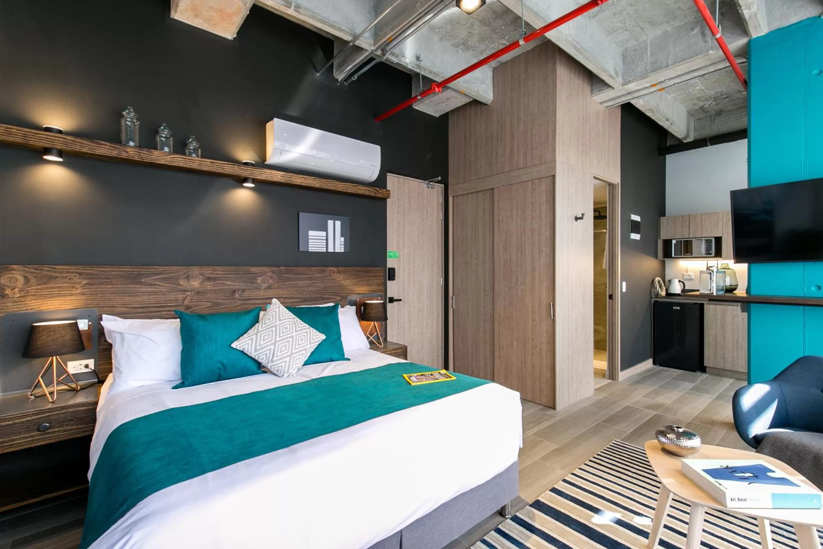 Bed in Factory Lofts Hotel