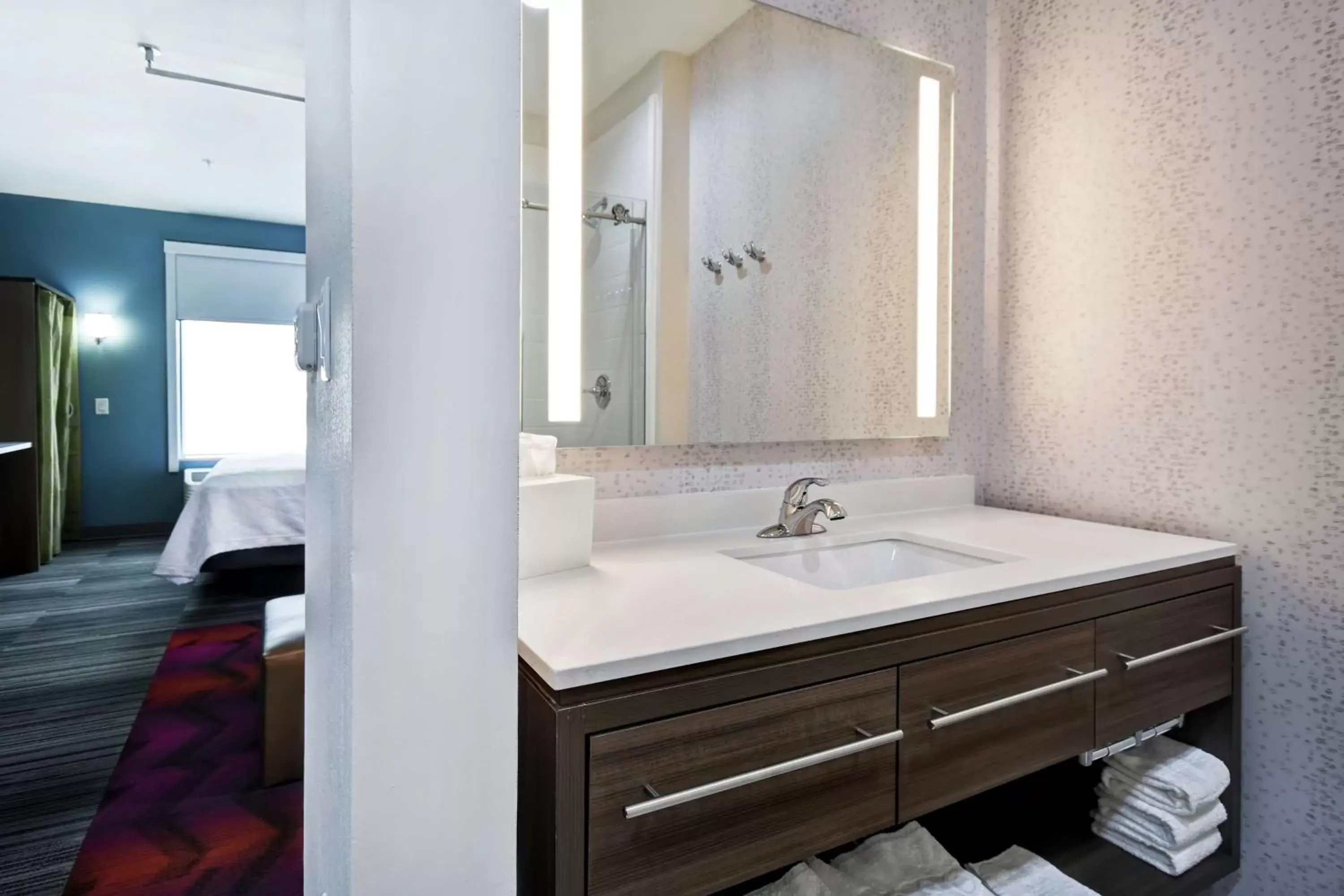 Bathroom in Home2 Suites By Hilton Fort Worth Fossil Creek Bathroom in Home2 Suites By Hilton Fort Worth Fossil Creek