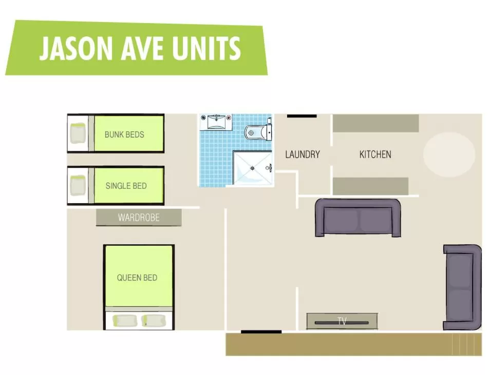Bed, Floor Plan in Barrack Point Holidays