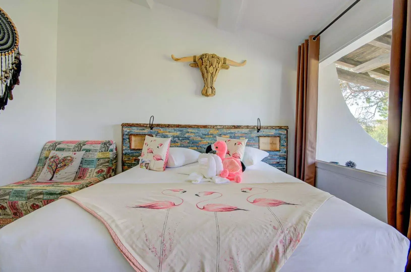 Bedroom, Bed in Hôtel La Palunette