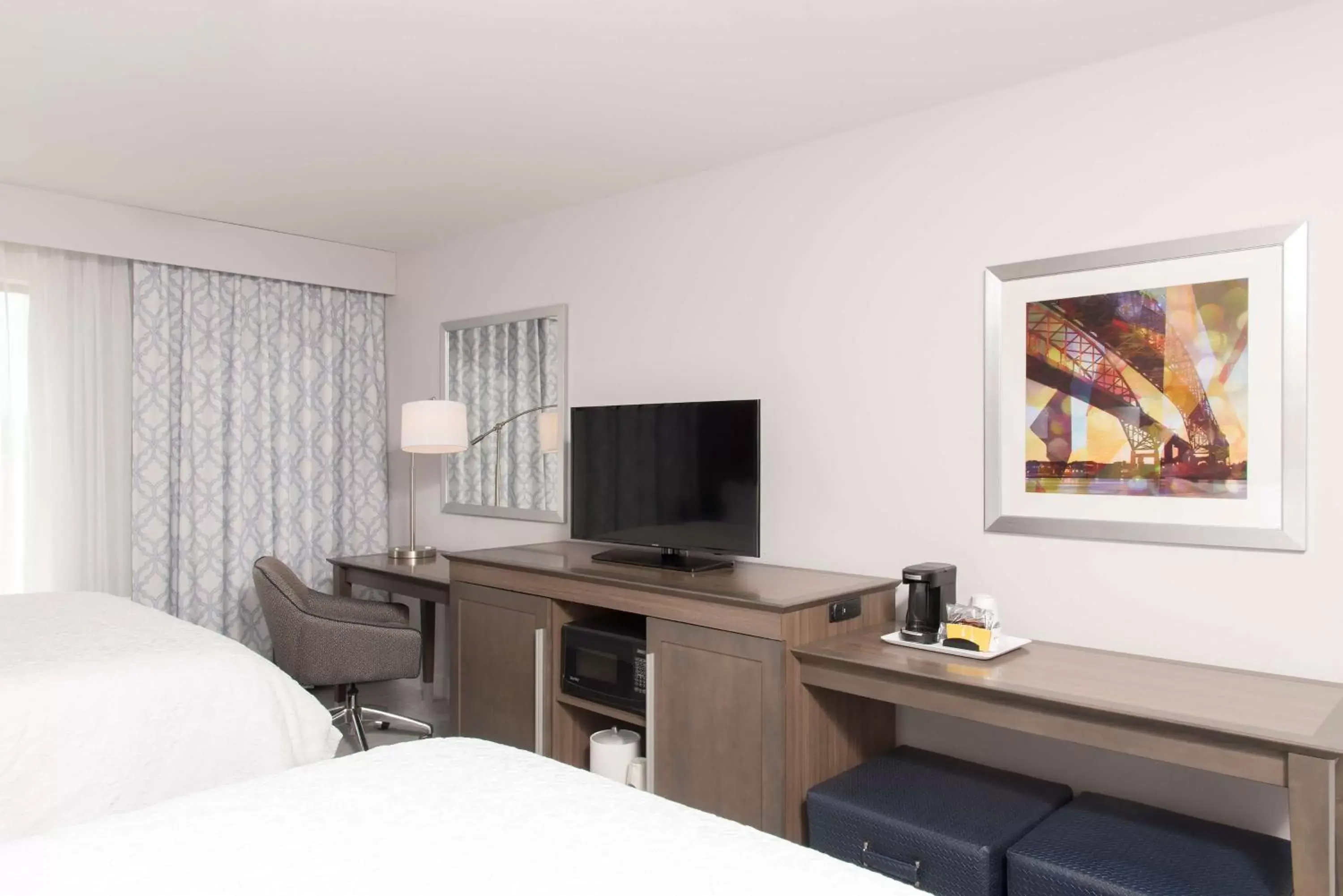 Bed, TV/Entertainment Center in Hampton Inn and Suites Michigan City