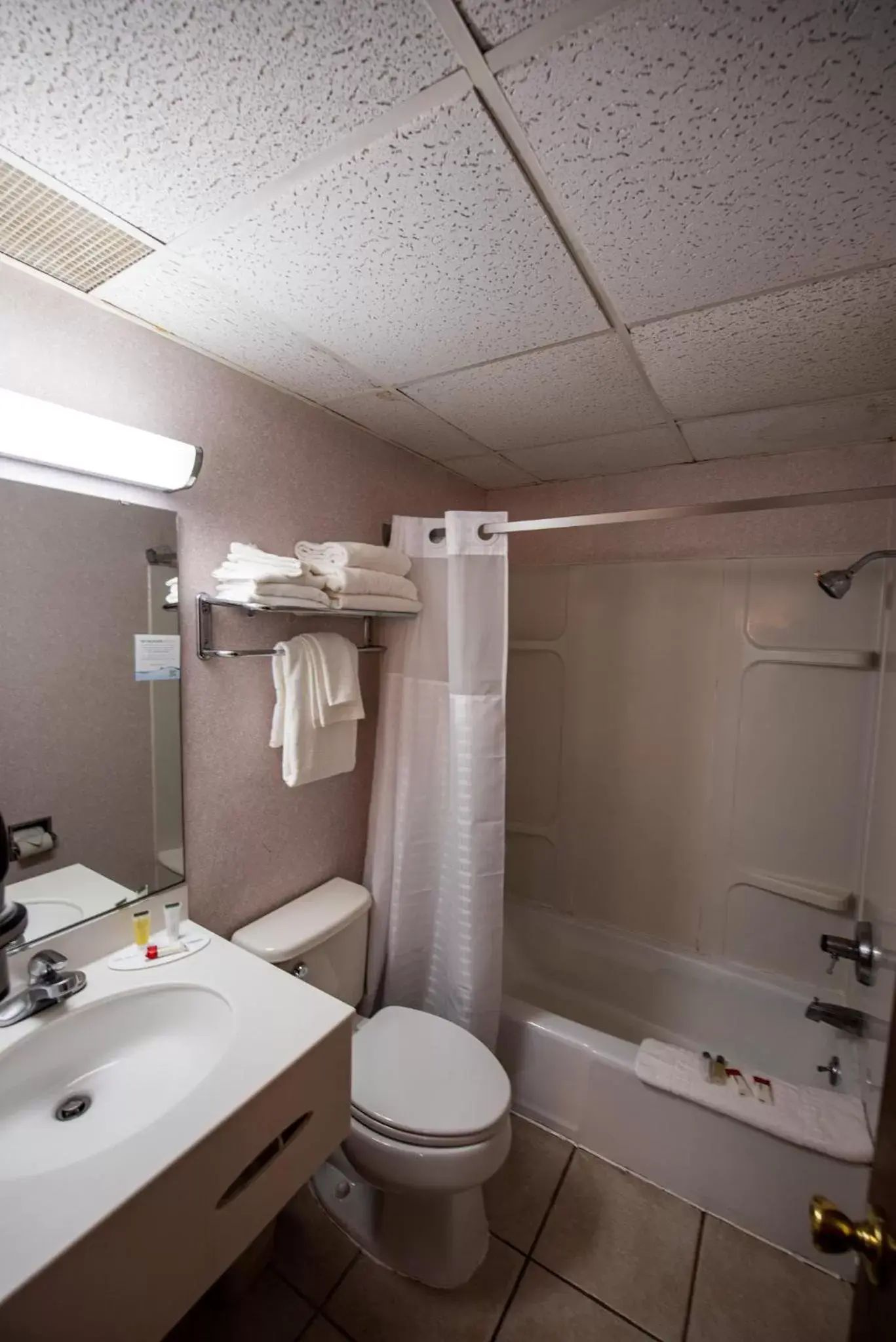 Bathroom in Super 8 by Wyndham Bridgeview of Mackinaw City