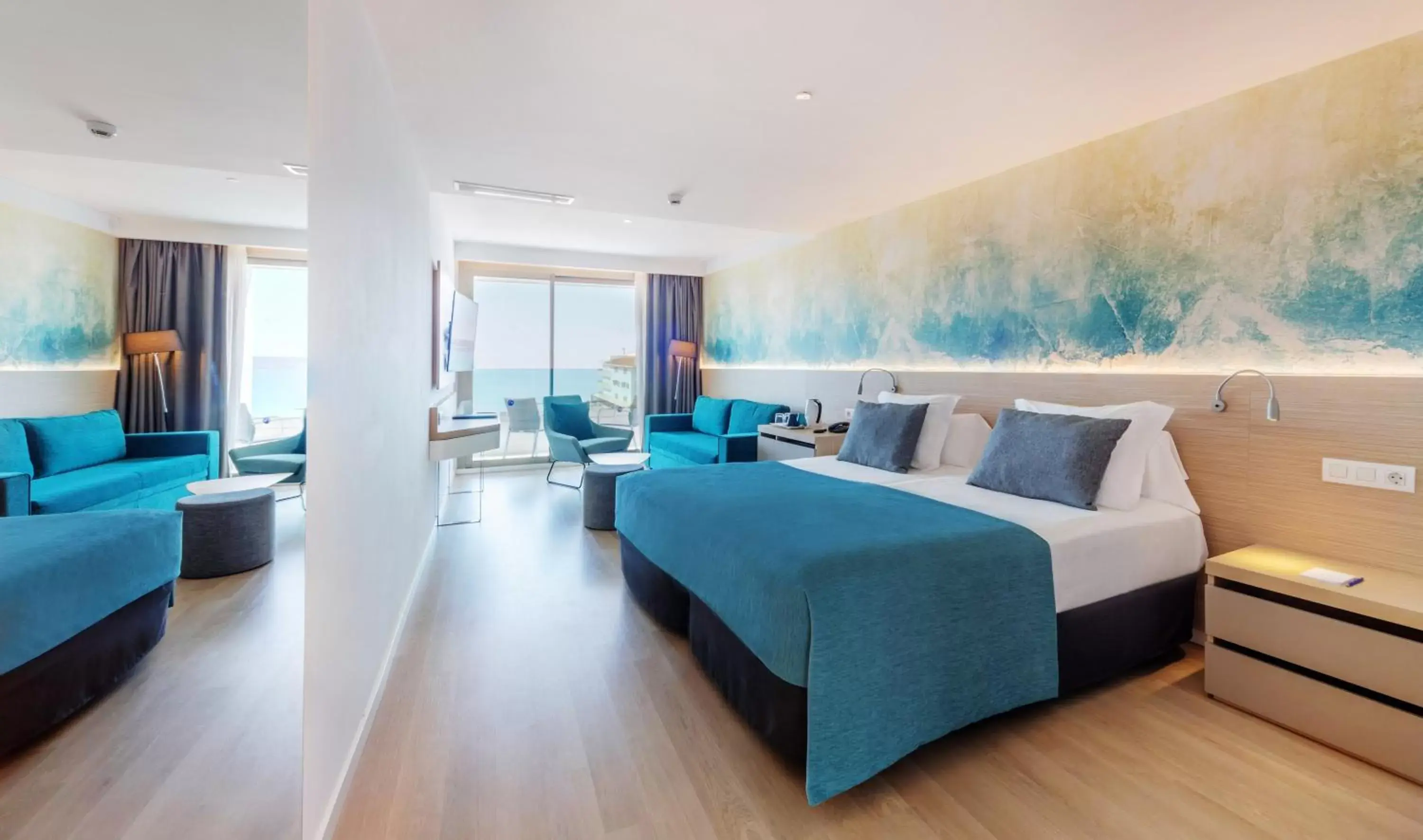 View (from property/room), Bed in Aparthotel Fontanellas Playa View (from property/room), Bed in Aparthotel Fontanellas Playa