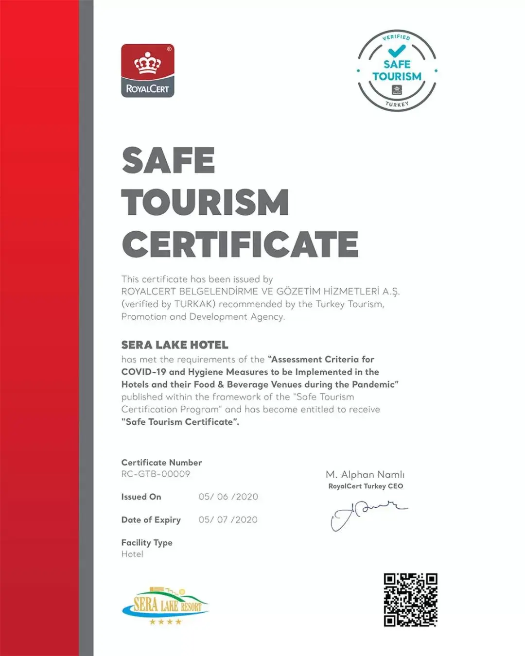 Logo/Certificate/Sign in Sera Lake Resort Hotel Spa & Aparts