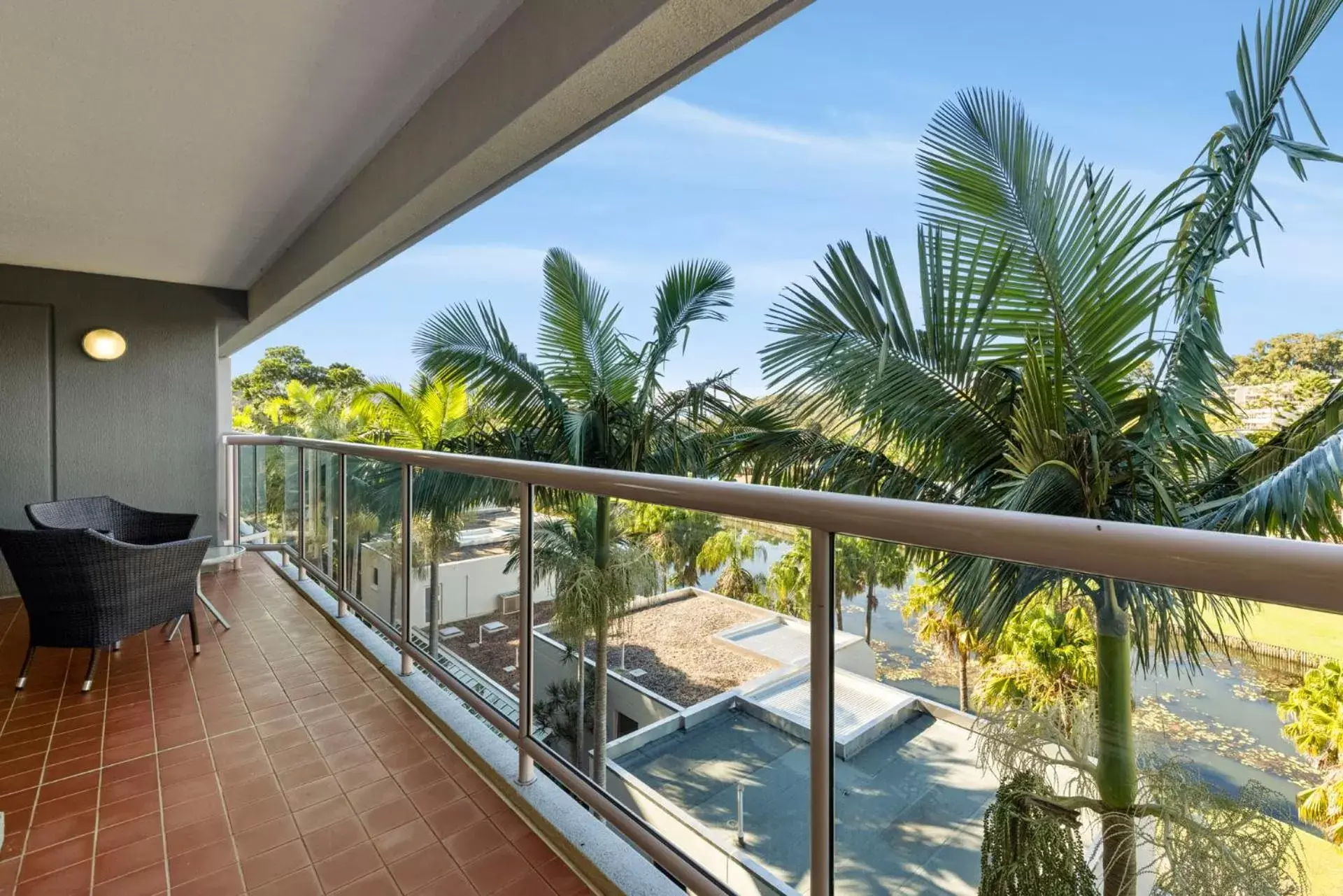 Balcony/Terrace, Pool View in Pacific Bay Resort