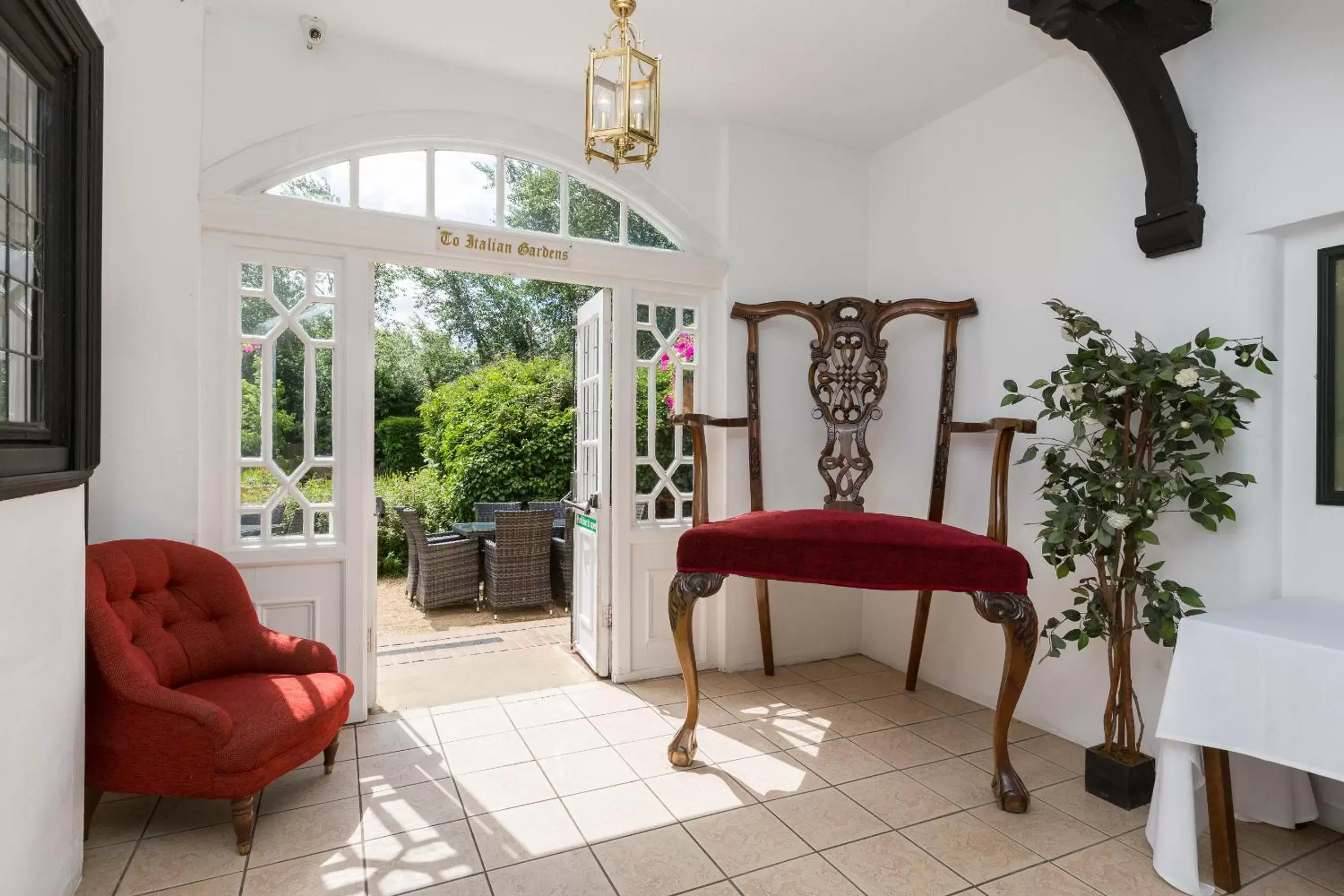 Patio, Seating Area in De Rougemont Manor