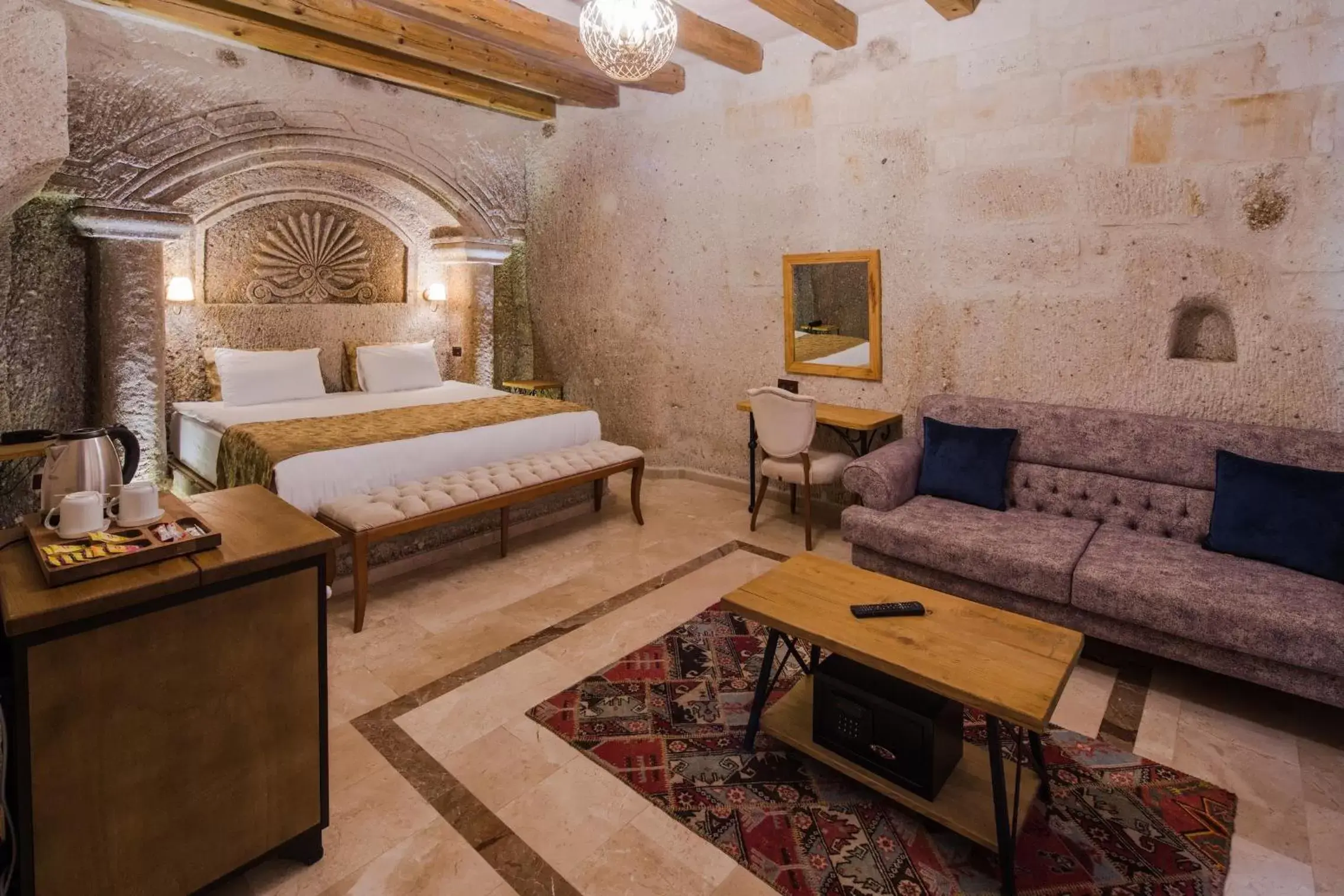 Bed in Lunar Cappadocia Hotel