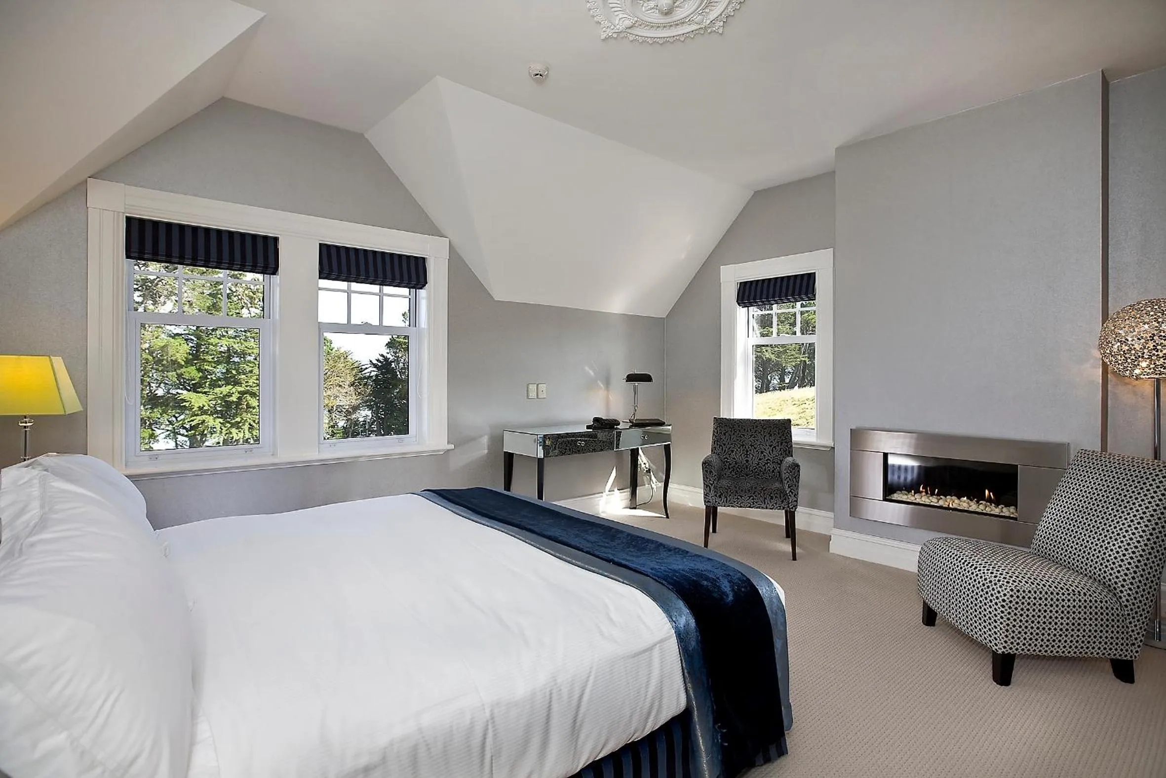 Bedroom, Bed in Camp Estate by Larnach Castle