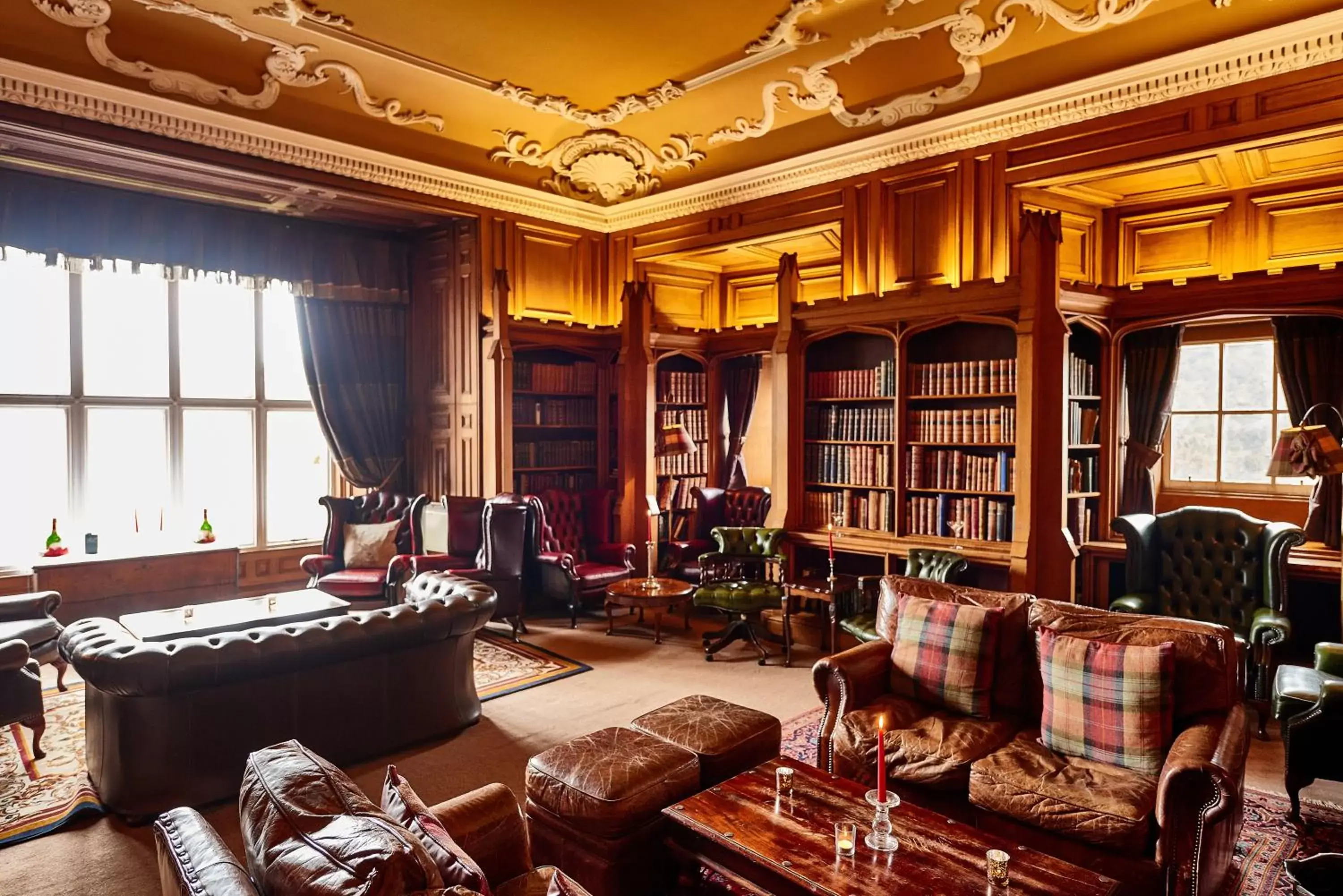 Library in Dalhousie Castle Hotel