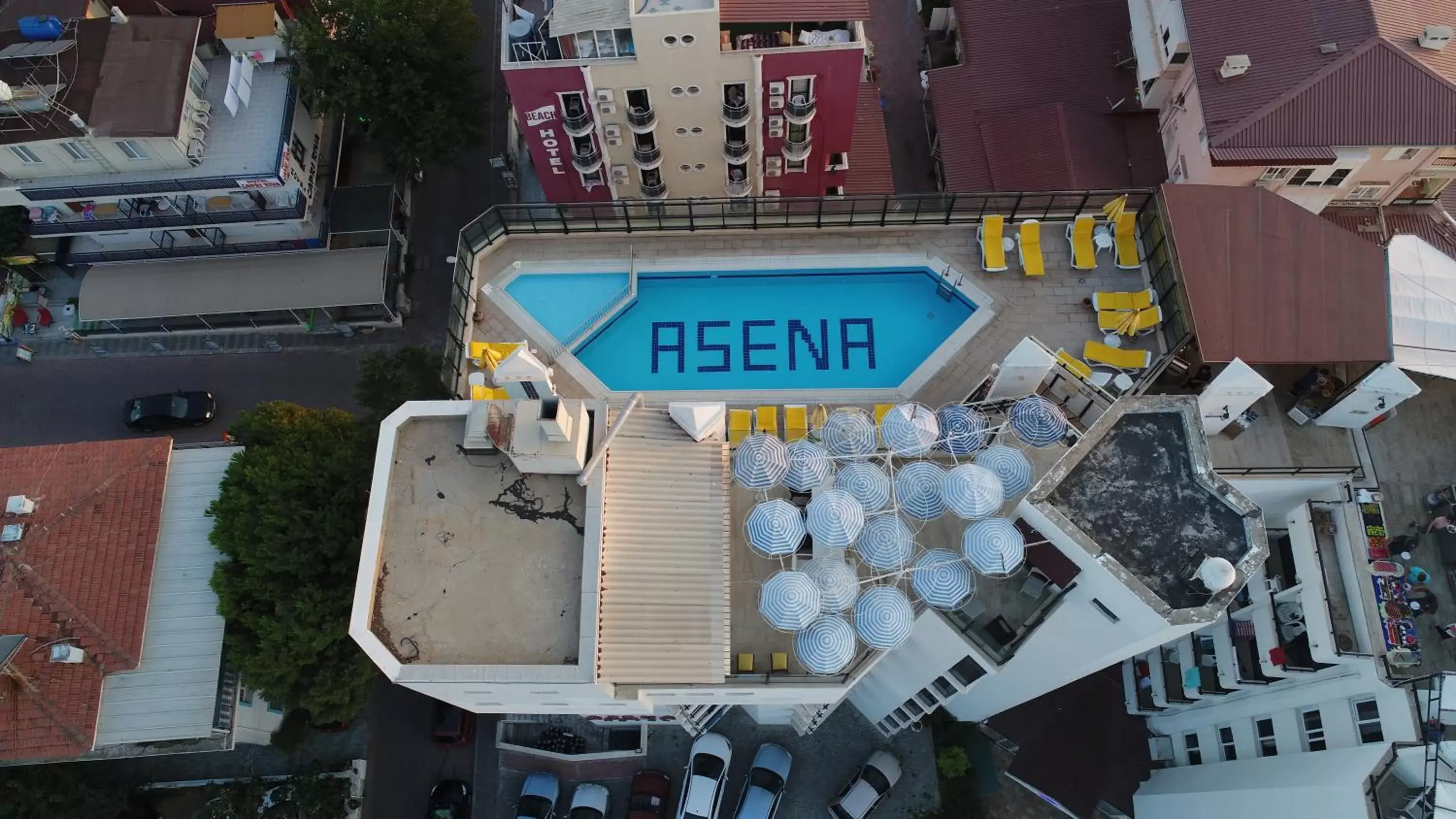 Swimming pool, Bird's-eye View in Asena Hotel