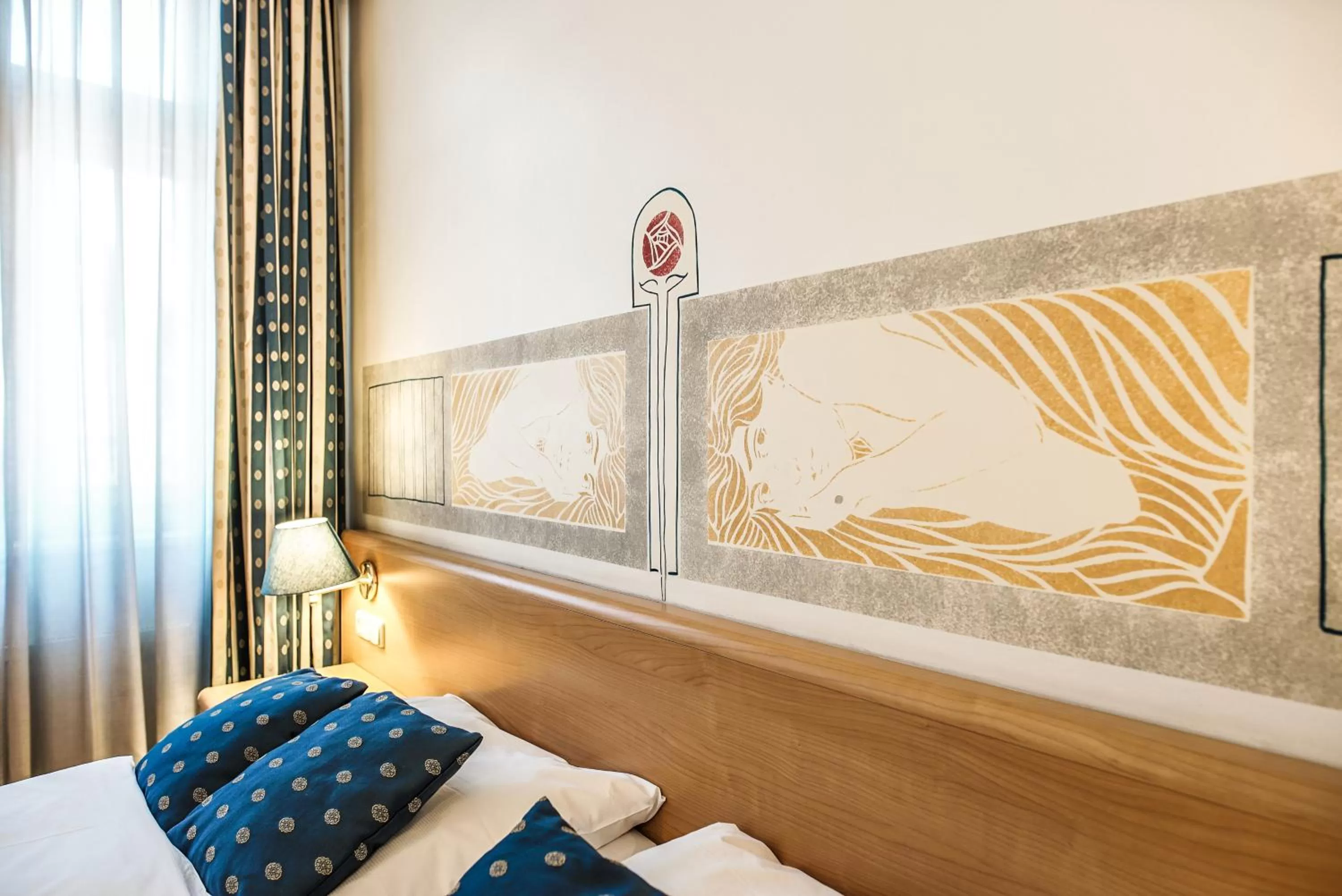 Decorative detail, Bed in Hotel Tivoli Prague