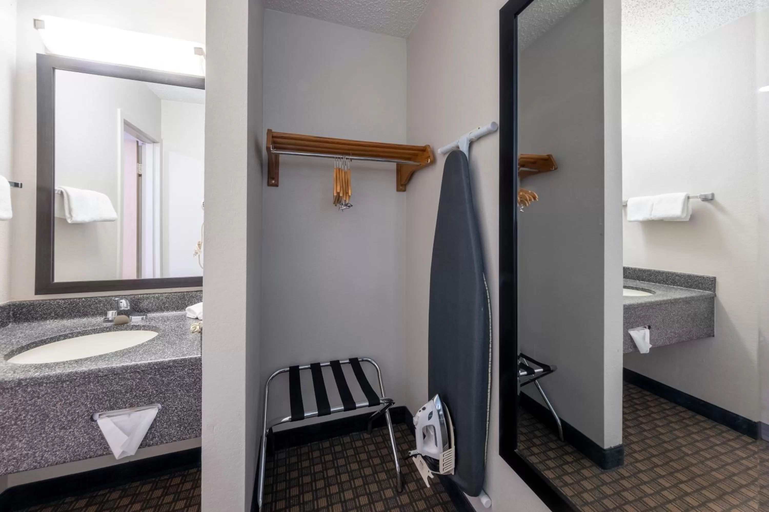 Bathroom, Bed in HomeTown Inn by Red Roof East Syracuse