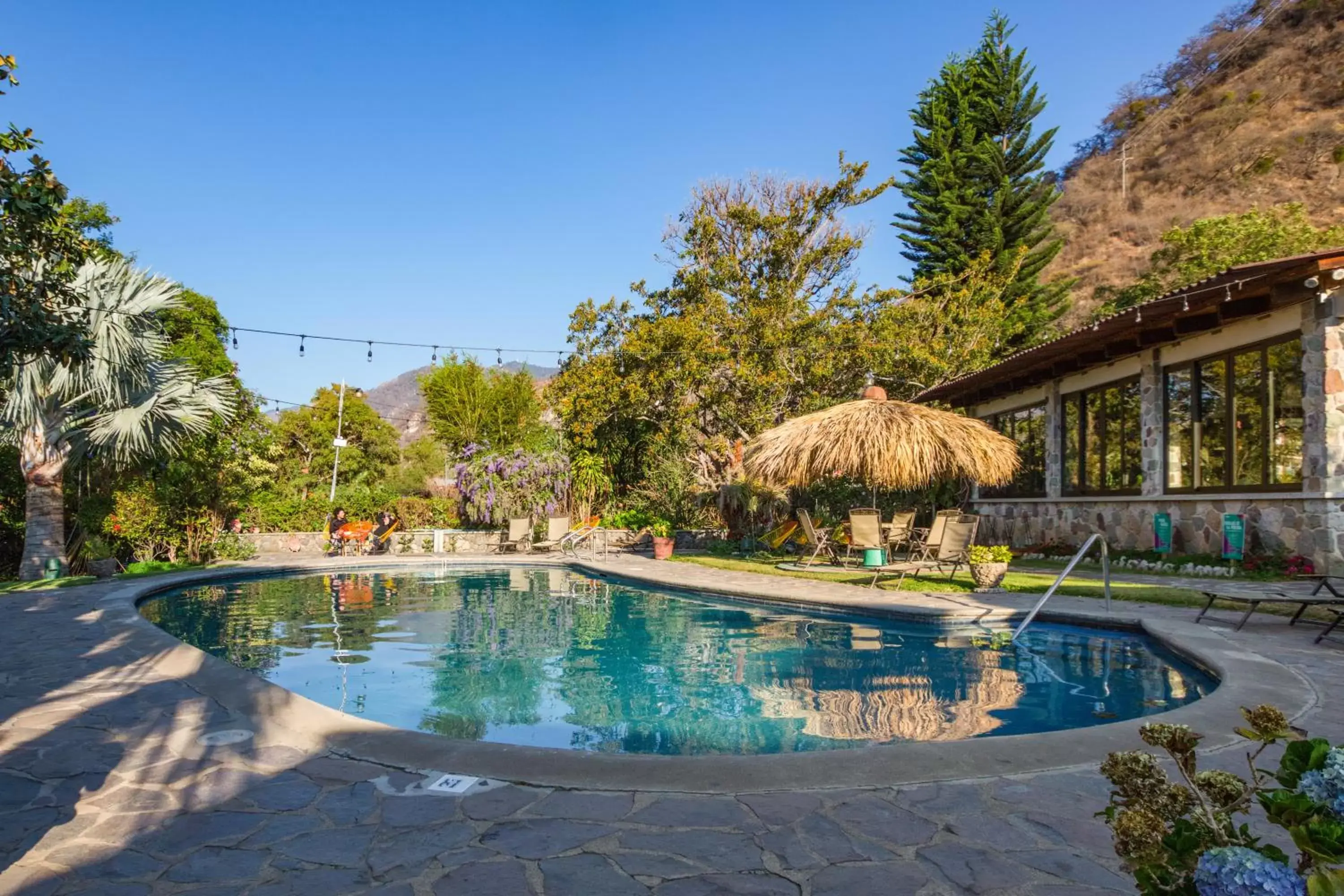 Swimming pool in Socialtel Atitlan Swimming pool in Socialtel Atitlan