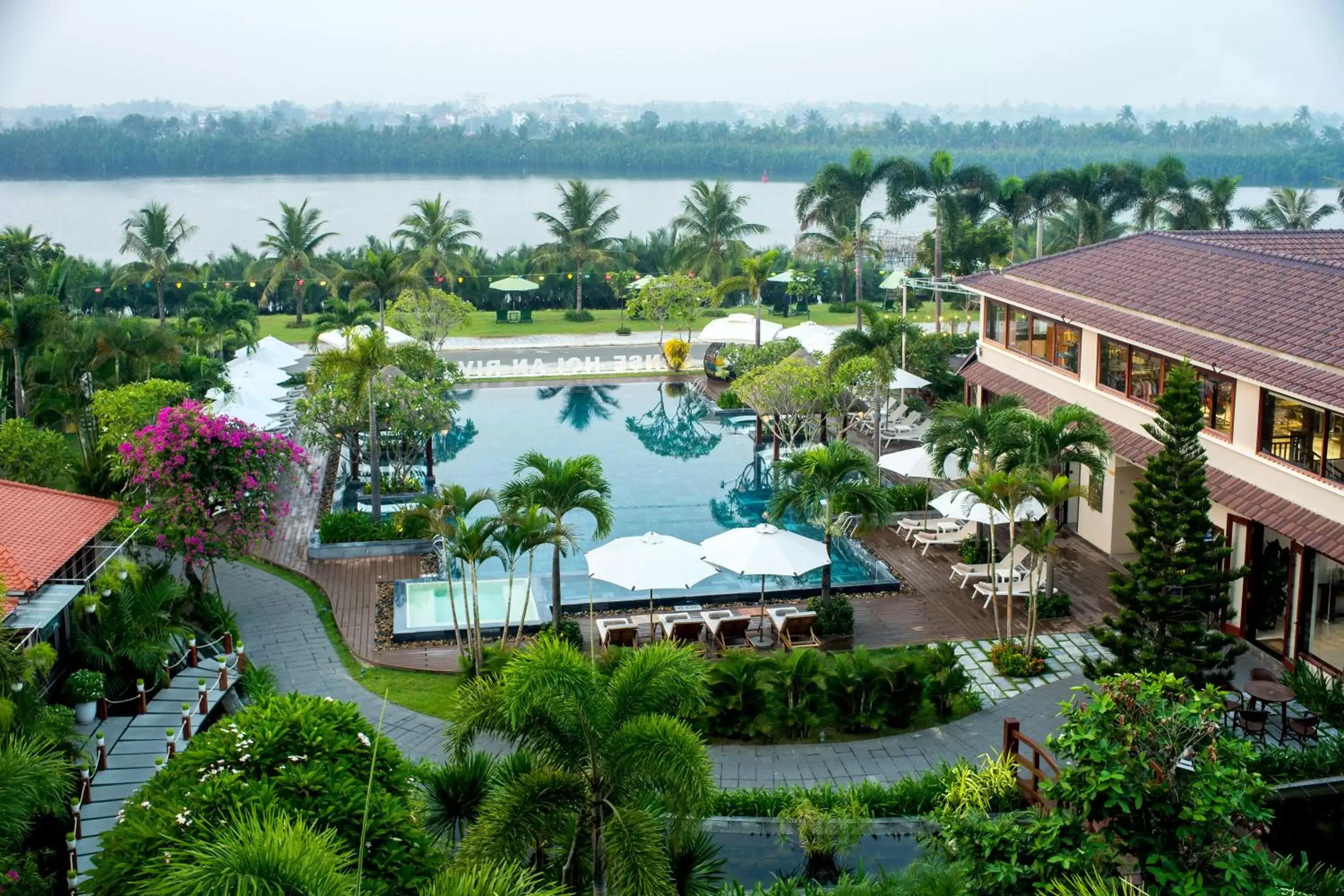 Pool view, Bird's-eye View in Silk Sense Hoi An River Resort