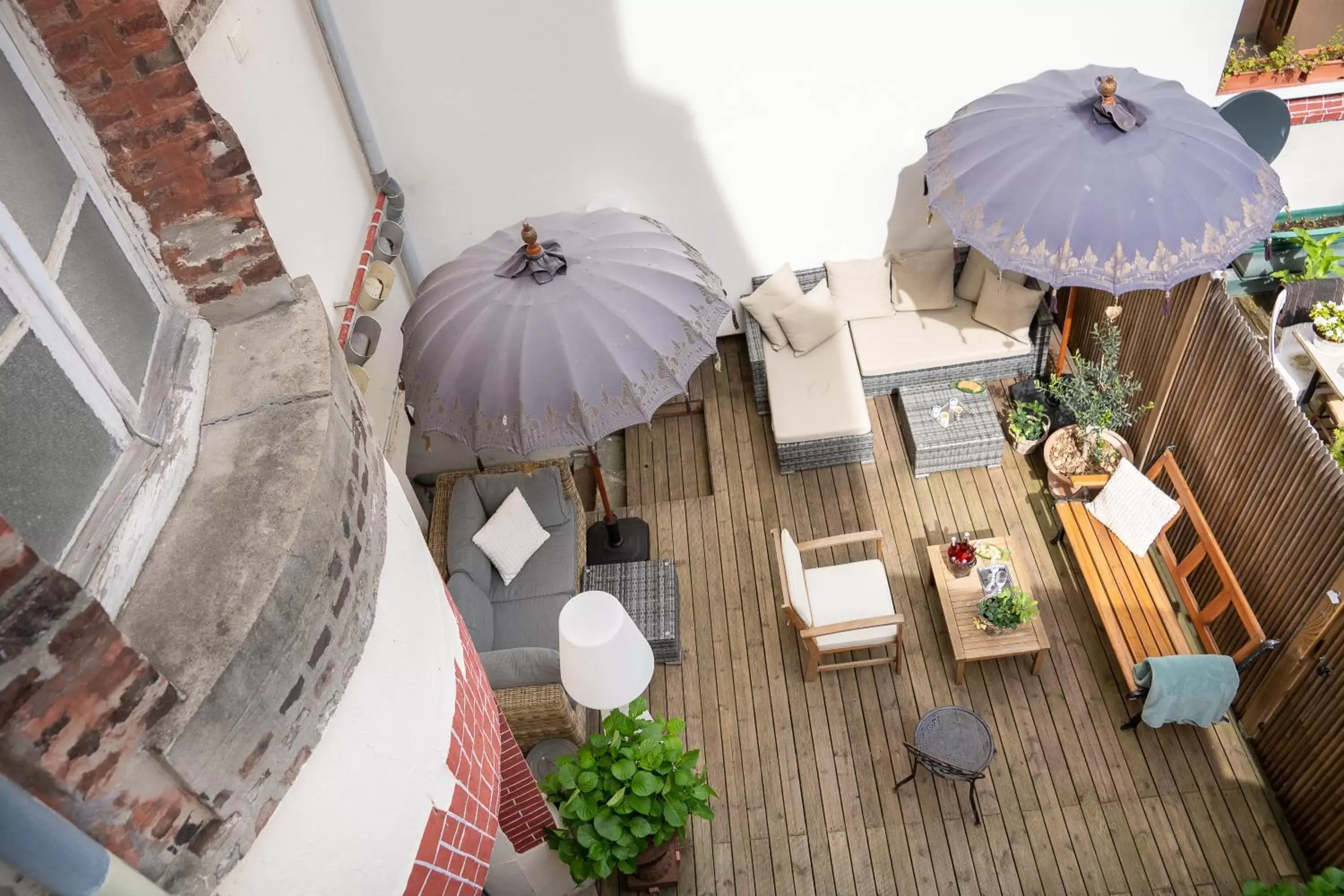 Patio, Bird's-eye View in TOWNHOUSE TROUVILLE - Appart'Hotel & Studios