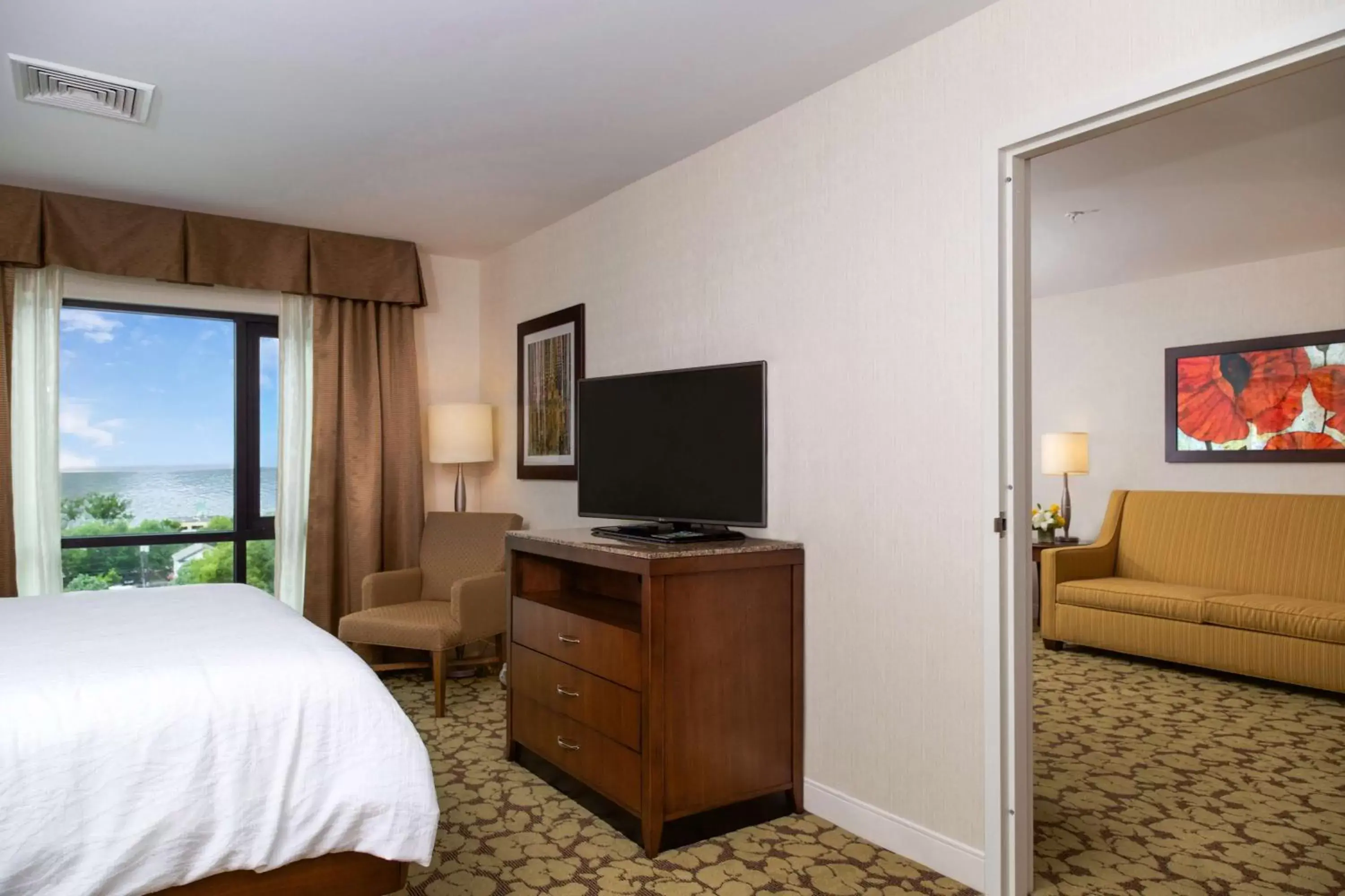 Bed, TV/Entertainment Center in Hilton Garden Inn Burlington Downtown