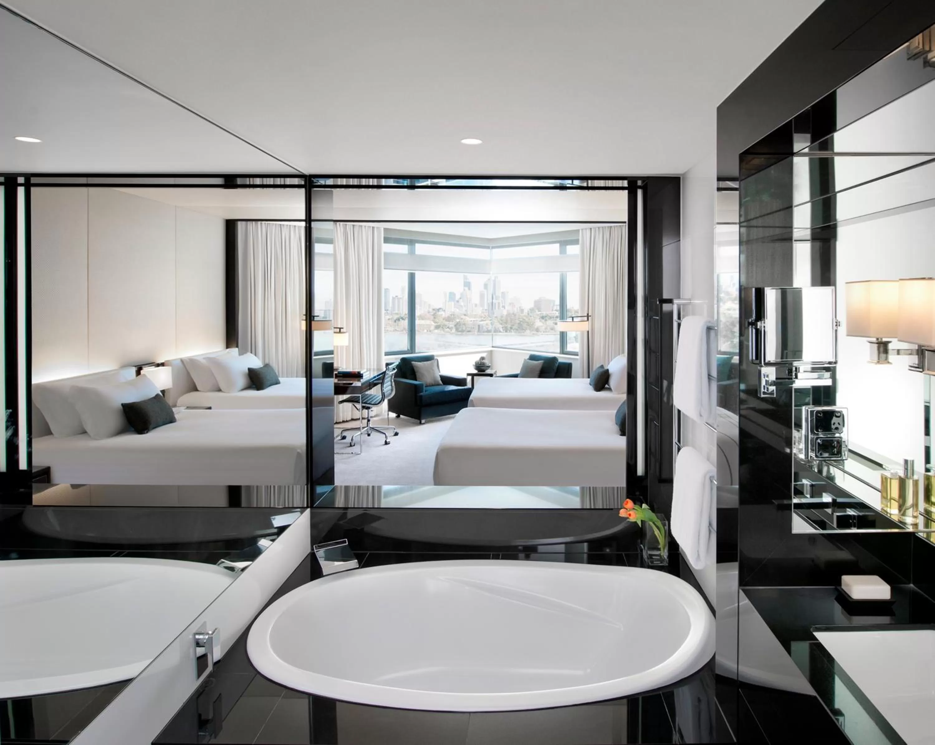 Bathroom, Bed in Crown Metropol Perth