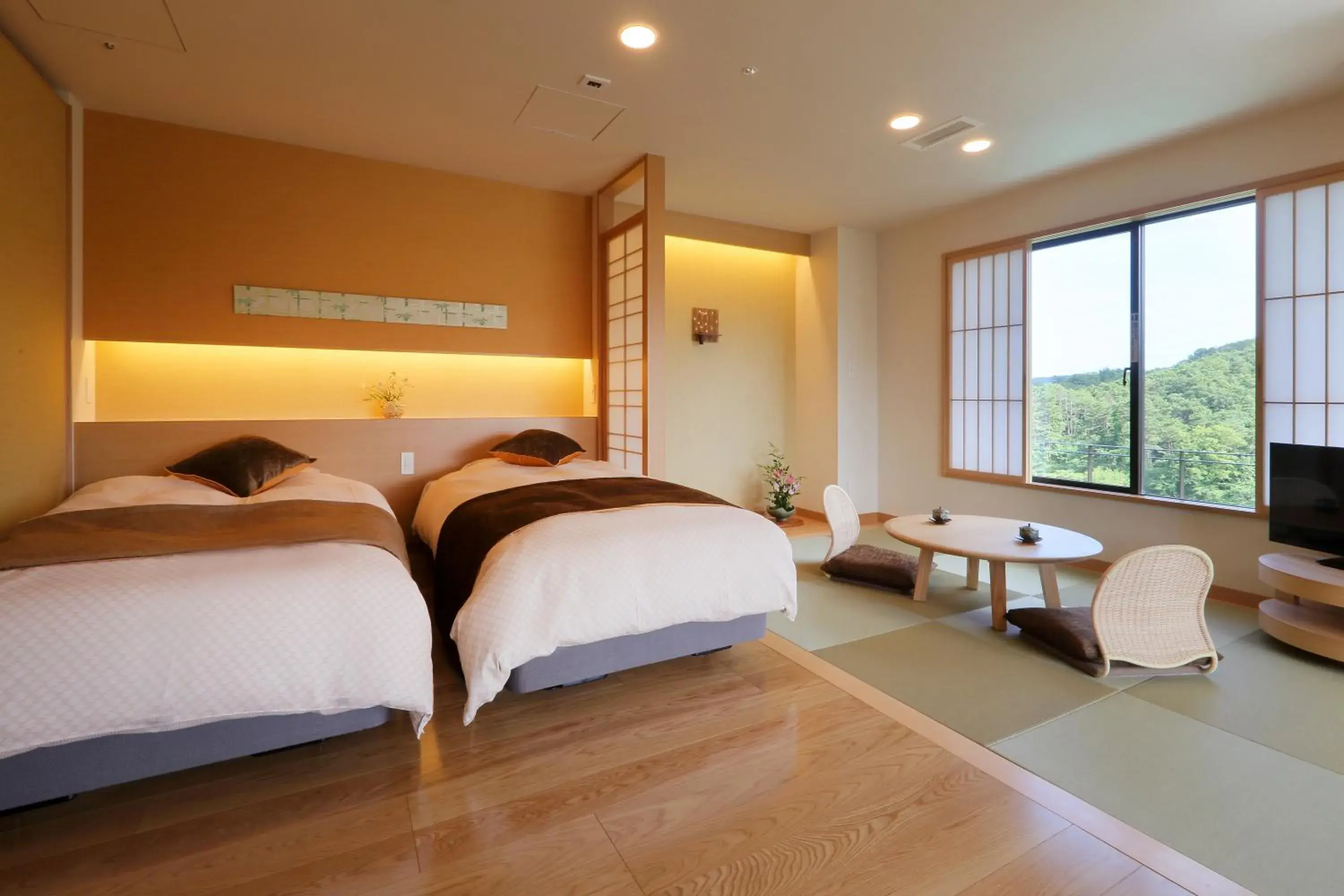 Bedroom, Bed in Ryokusuitei