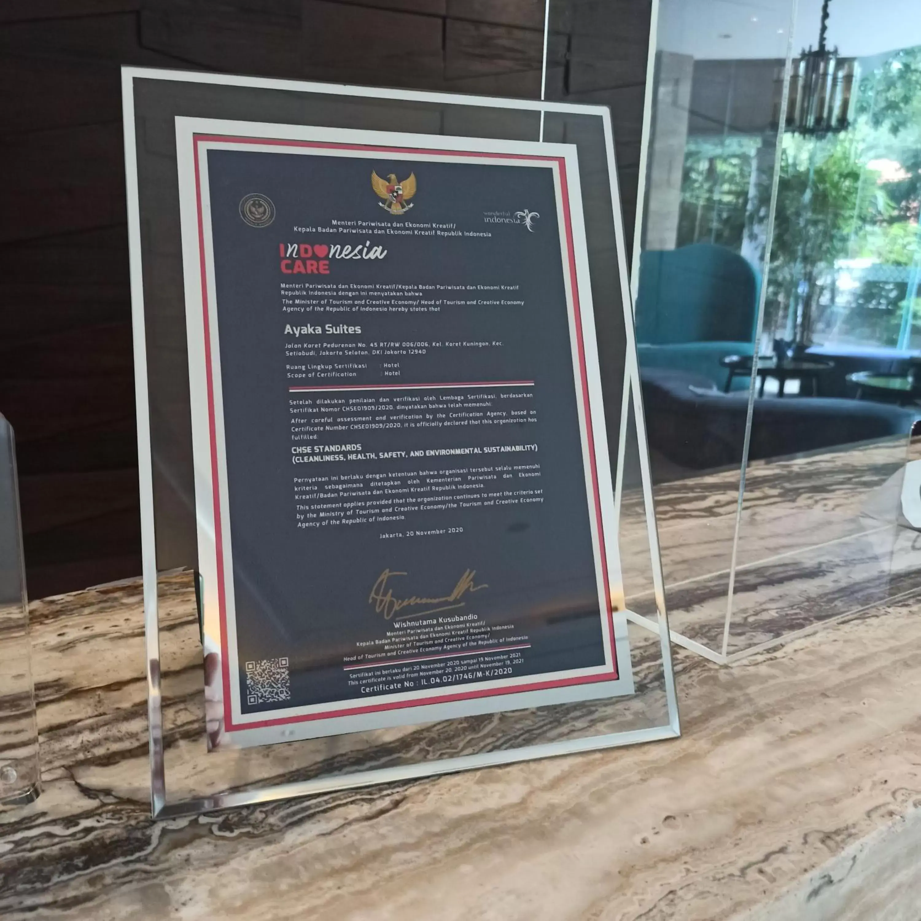 Certificate/Award in Ayaka Suites