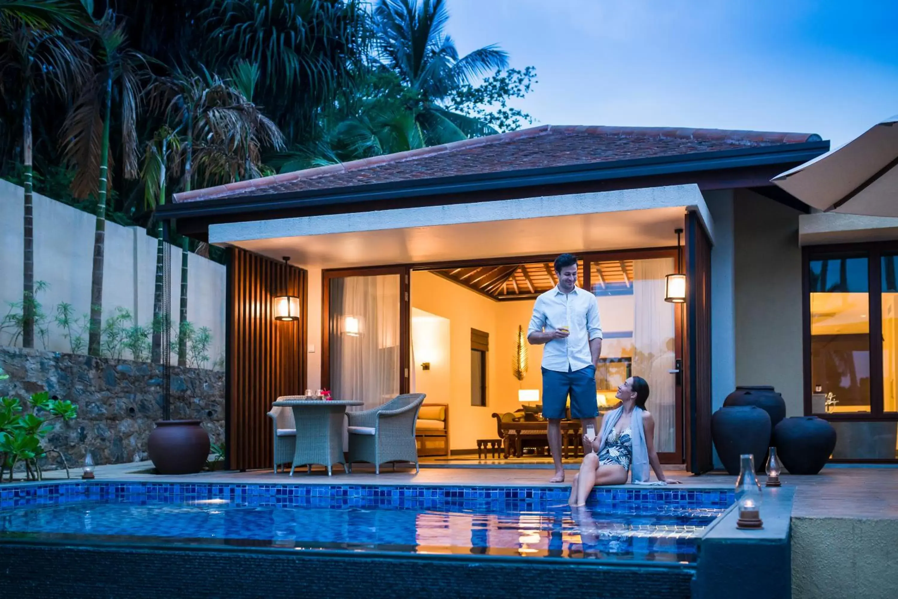 Sunset, Swimming Pool in Anantara Peace Haven Tangalle Resort