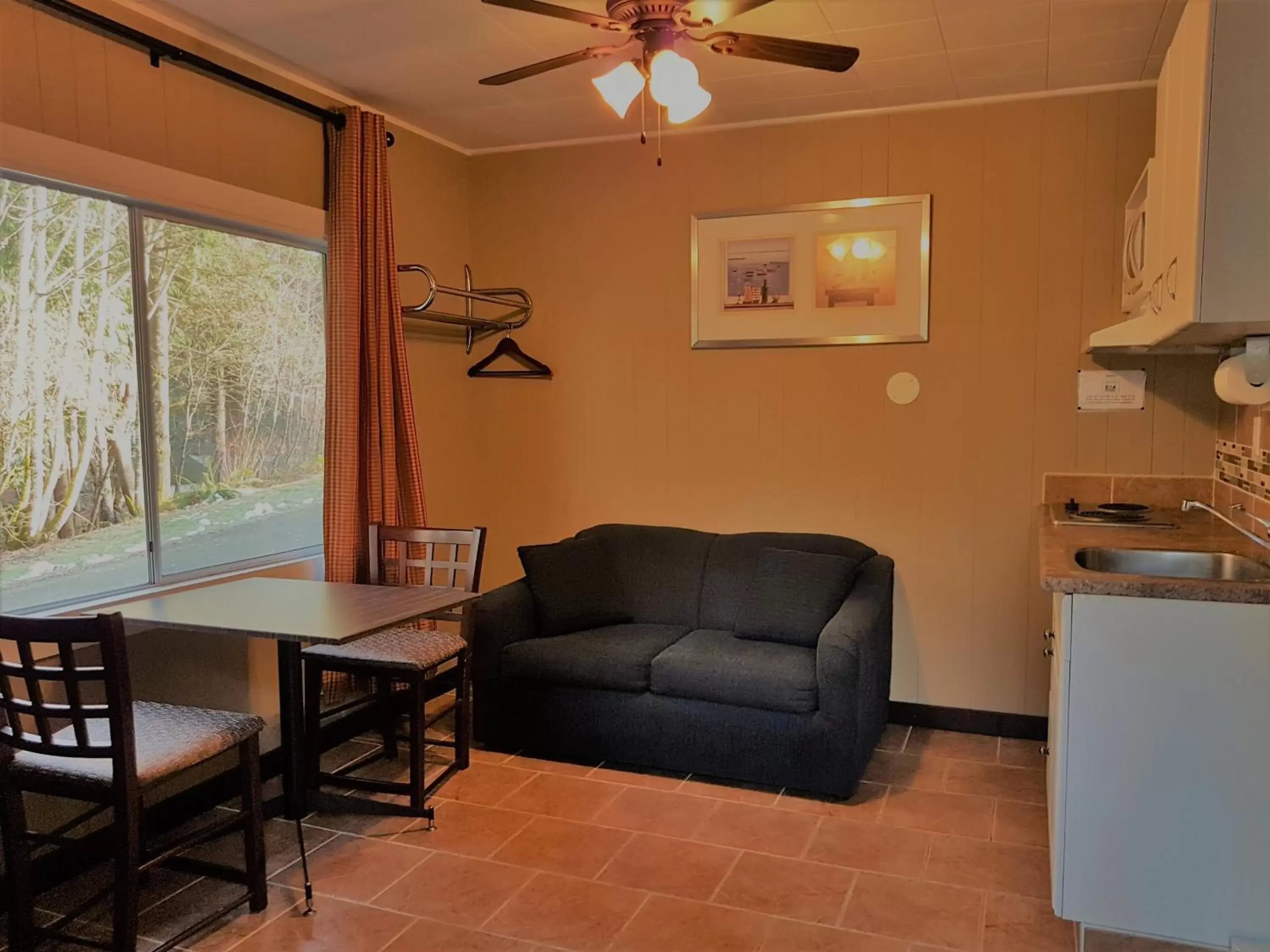 Kitchen or kitchenette, Seating Area in Malahat Bungalows Motel