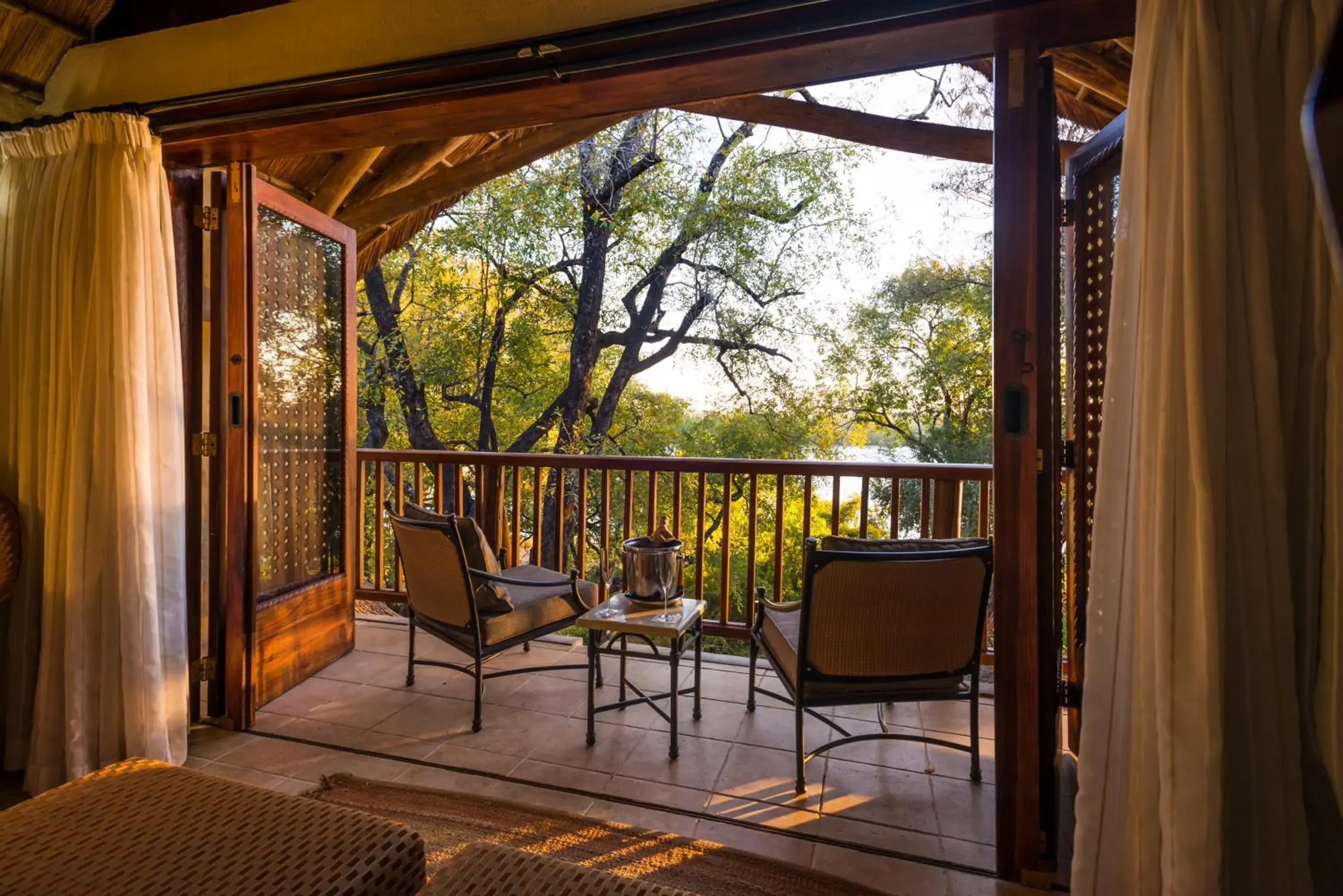 Bed, Balcony/Terrace in Aha The David Livingstone Safari Lodge & Spa