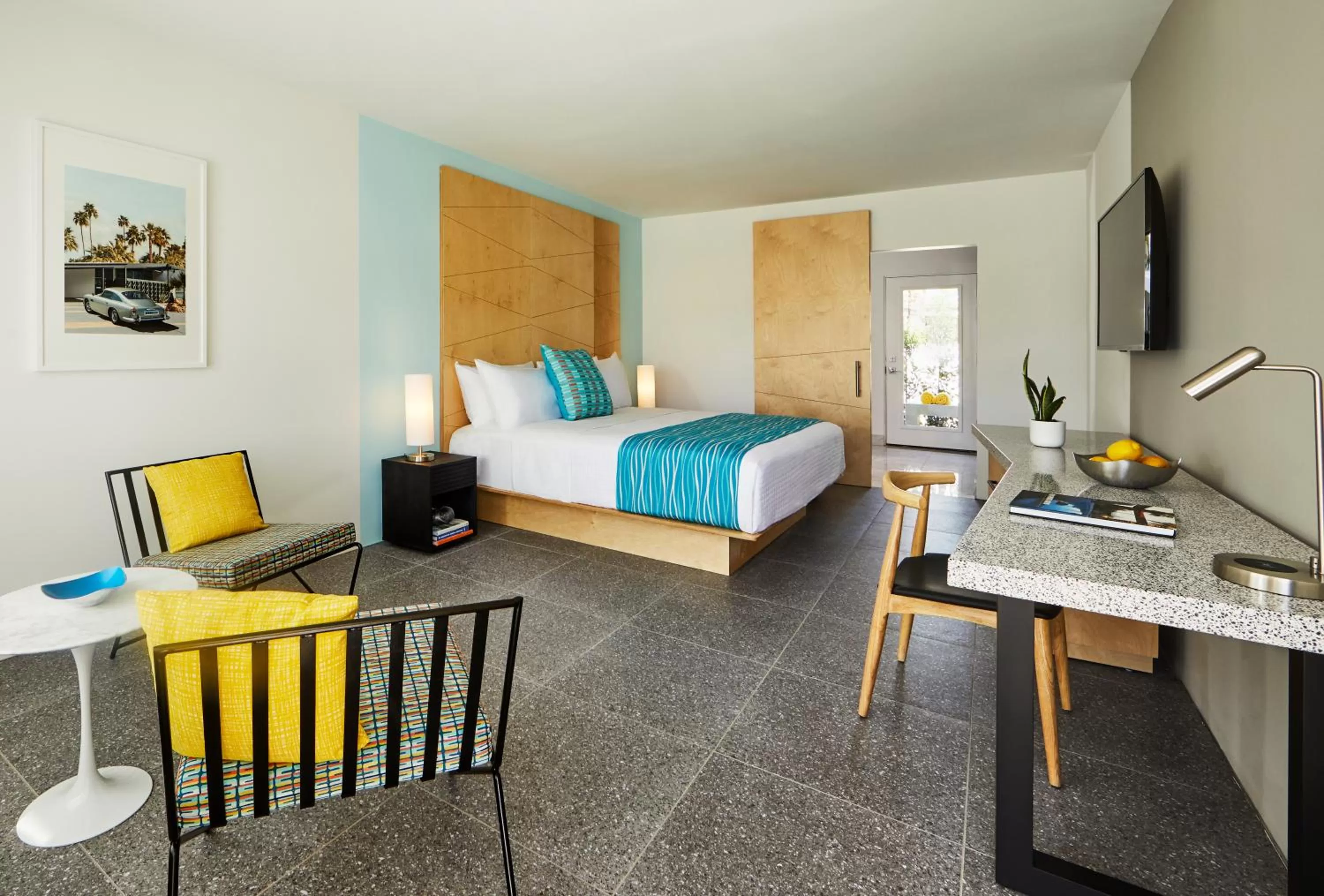 Patio, Bed in Twin Palms Resort - A Gay Men's Resort