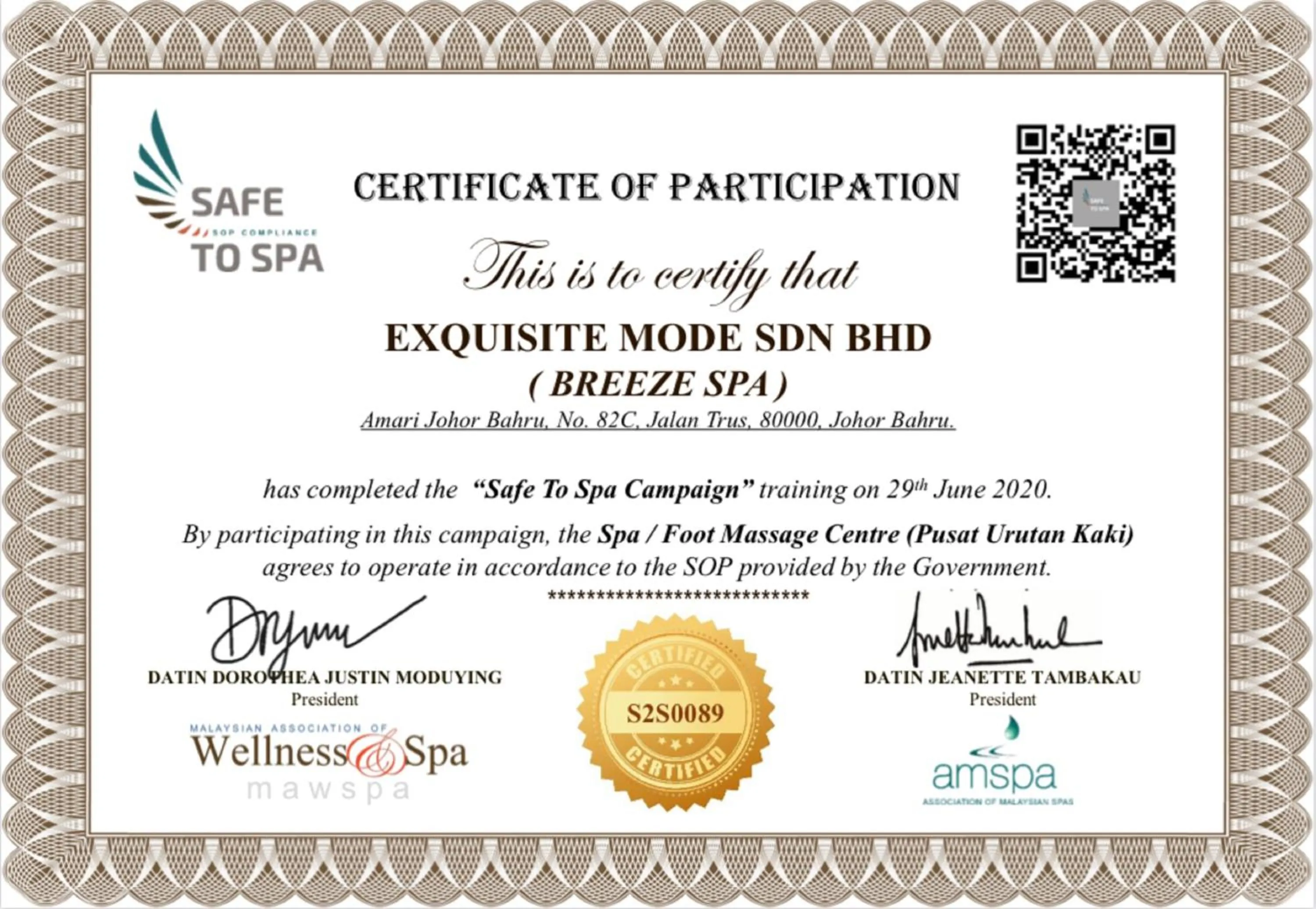 Logo/Certificate/Sign in Amari Johor Bahru