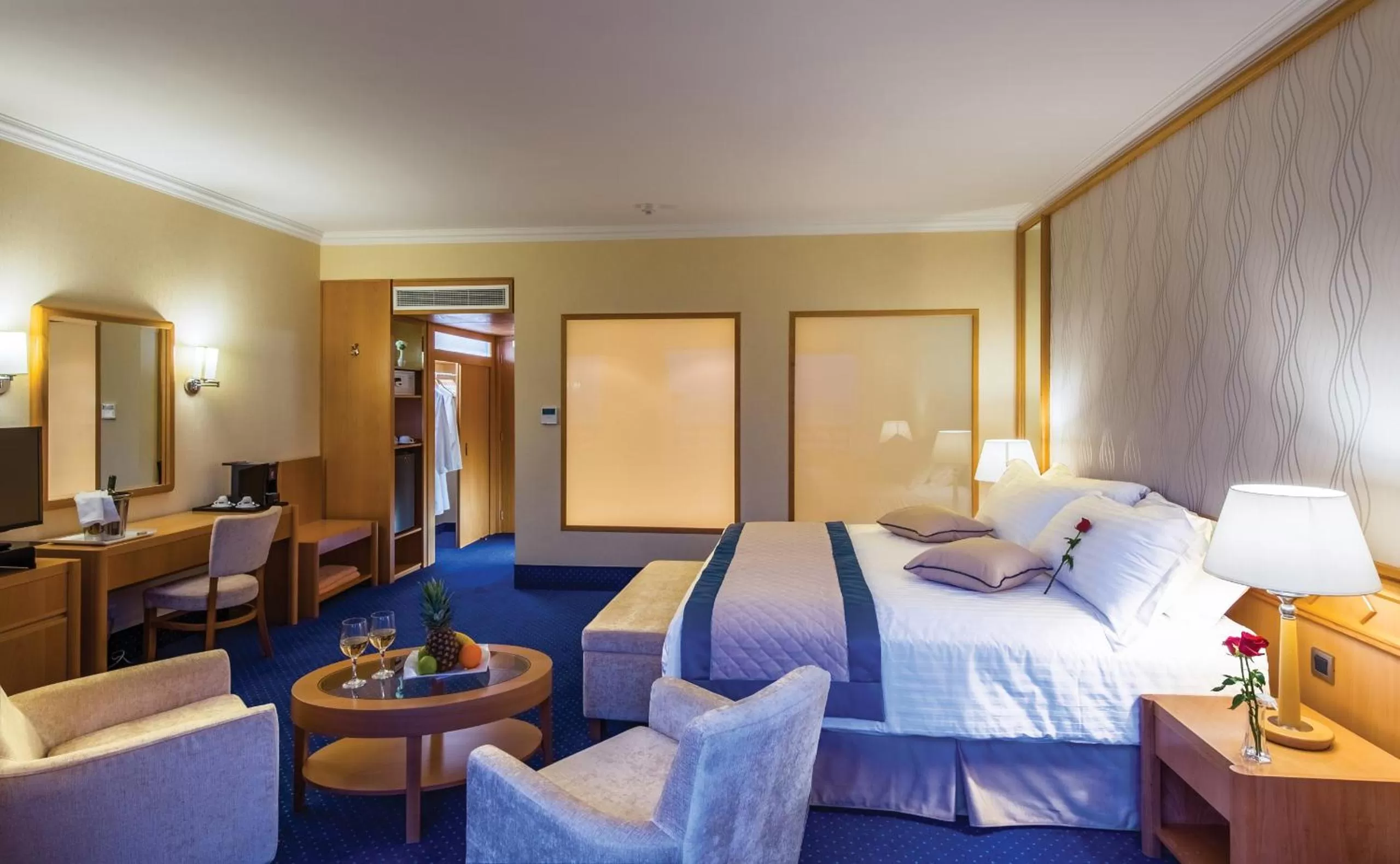 Bathroom, Bed in Constantinou Bros Athena Royal Beach Hotel